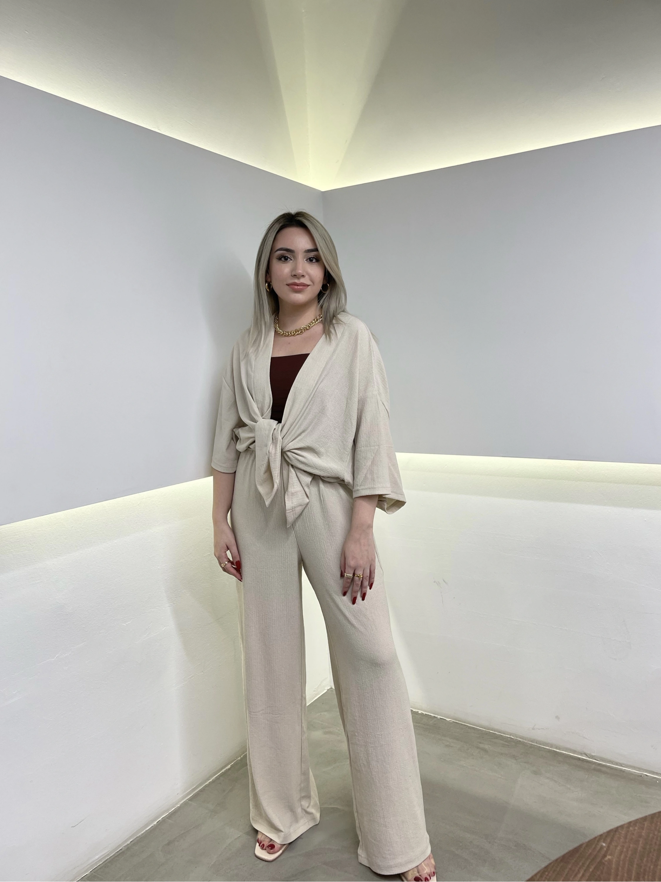 Bej Kimono Takım
