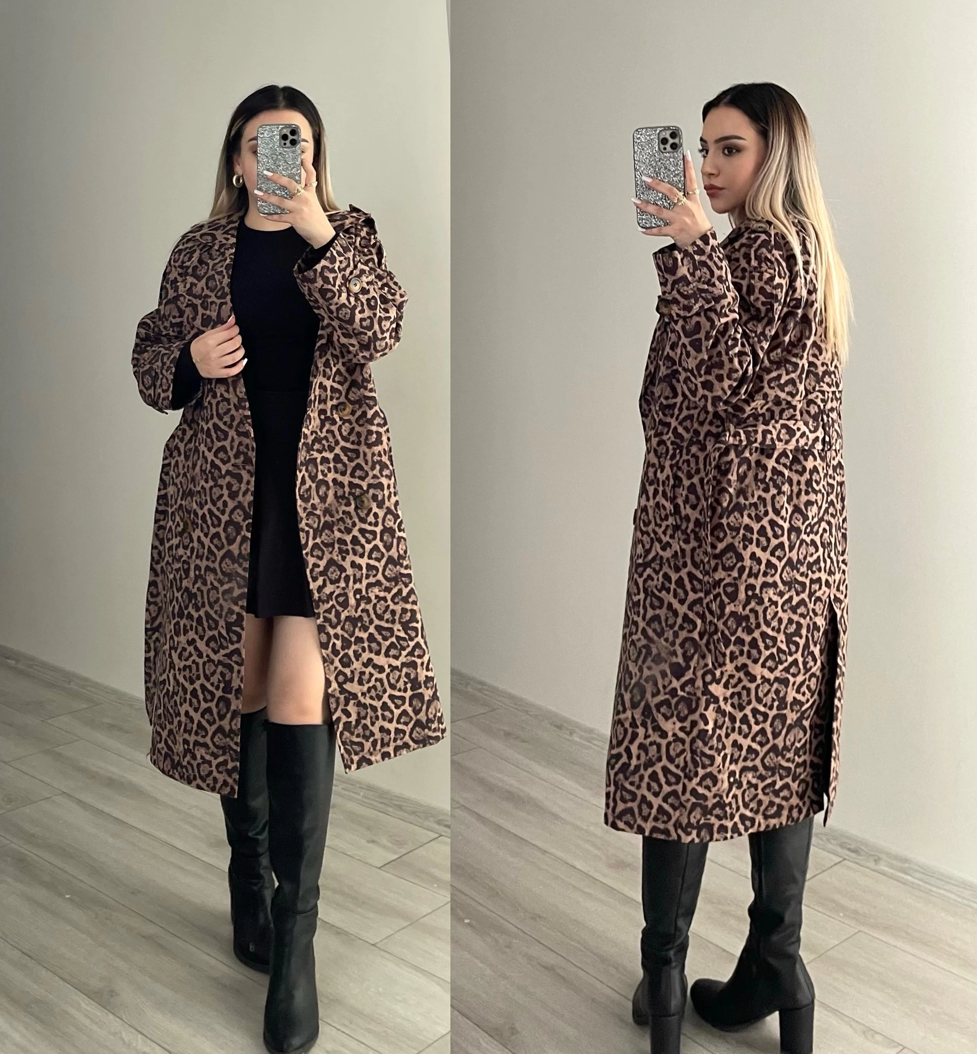 Leopar Desen Trençkot