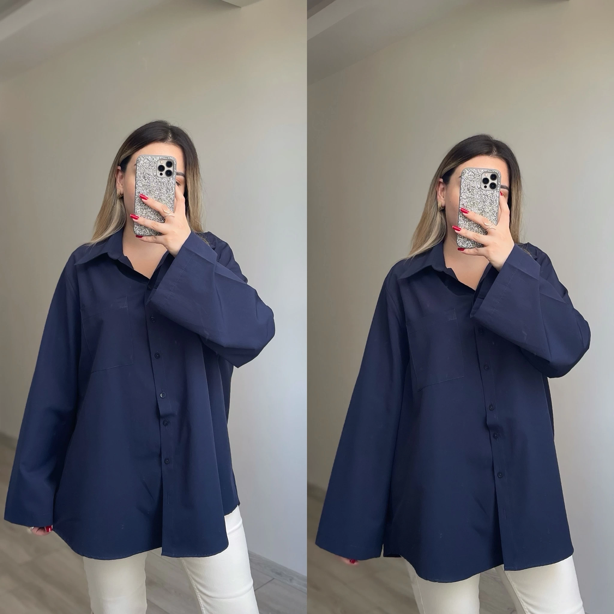 Oversize Gömlek Lacivert
