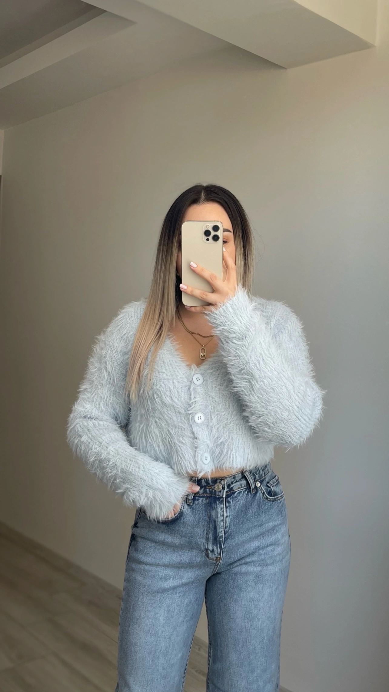 Sakallı Crop Kazak Bebe Mavi