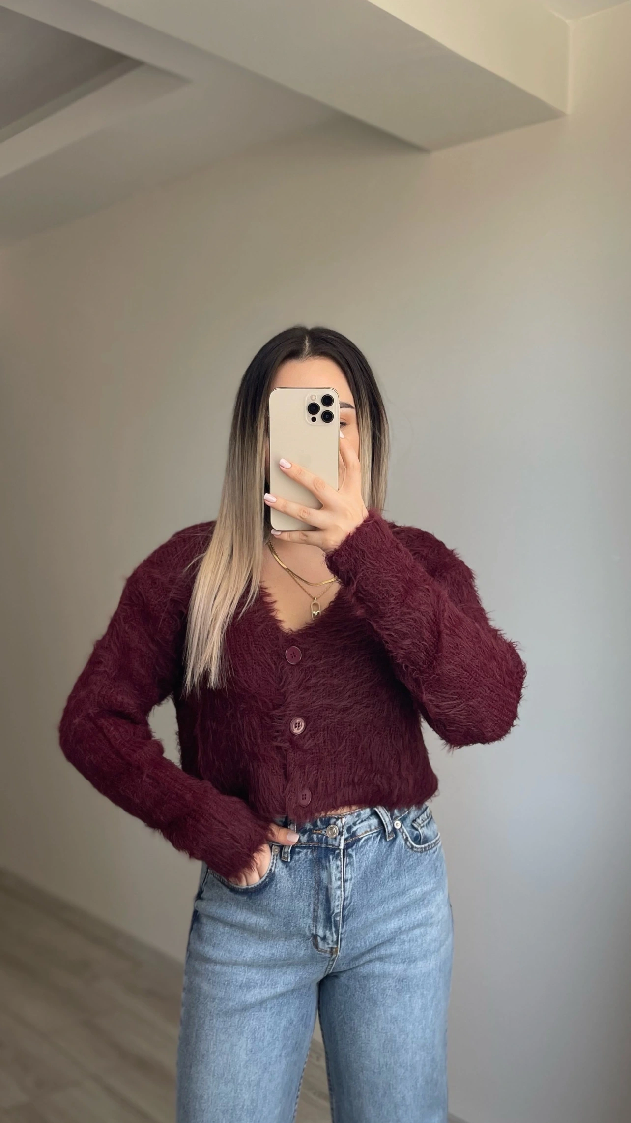 Sakallı Crop Kazaklar Bordo