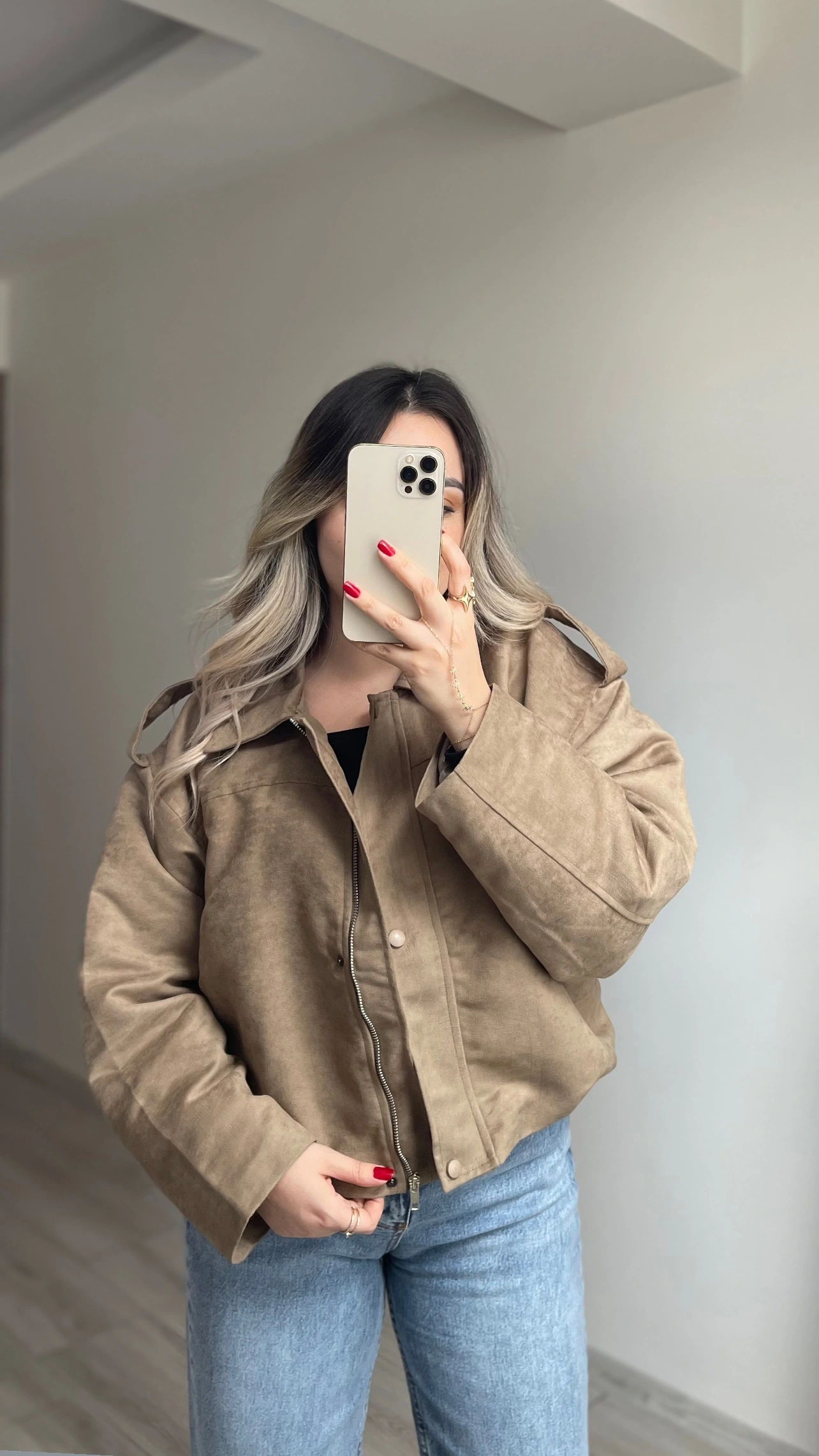 ZR Model Süet Bomber Ceket Vizon