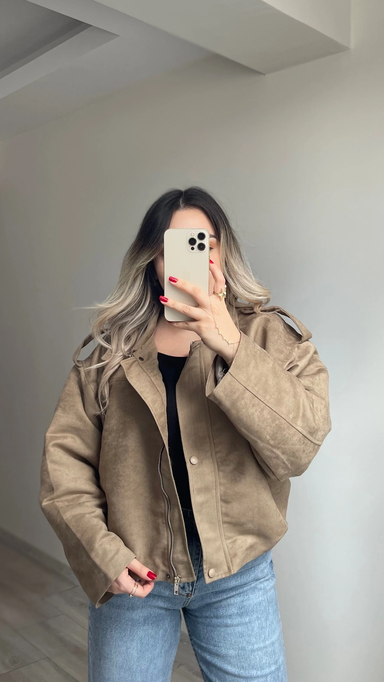 ZR Model Süet Bomber Ceket Vizon