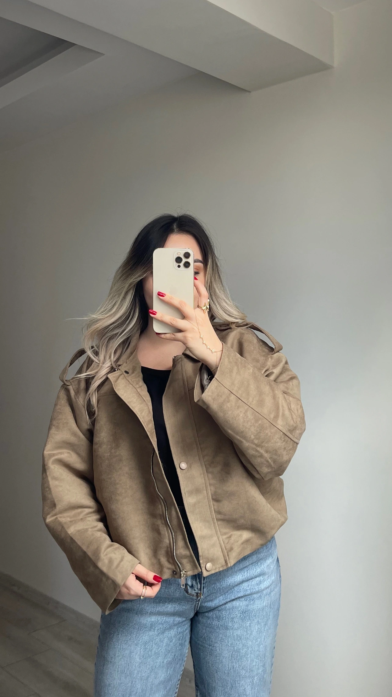 ZR Model Süet Bomber Ceket Vizon