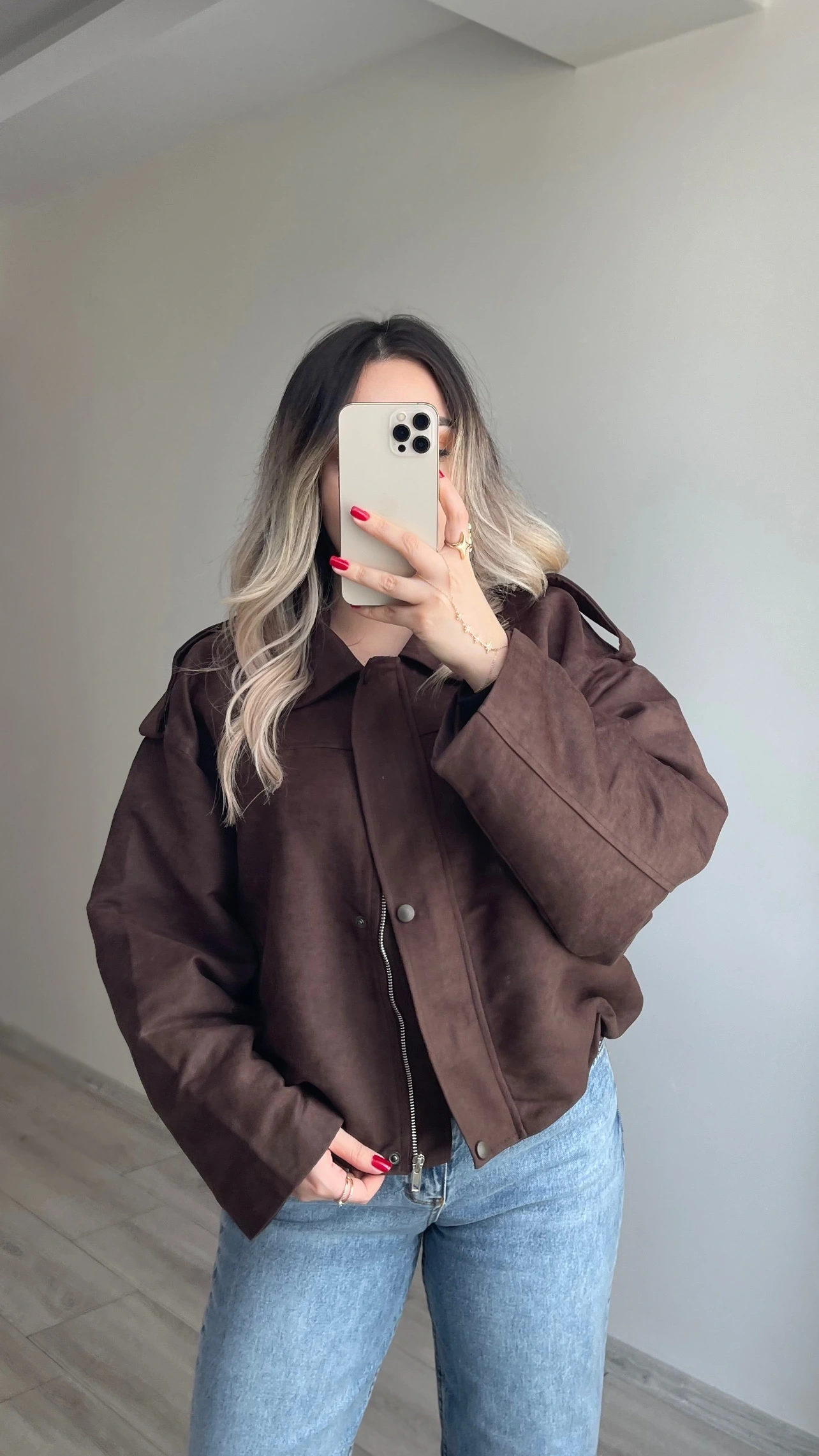 ZR Model Süet Bomber Ceket Acı Kahve