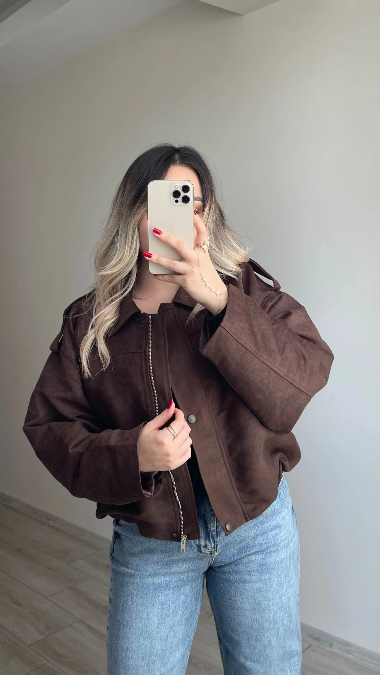 ZR Model Süet Bomber Ceket Acı Kahve