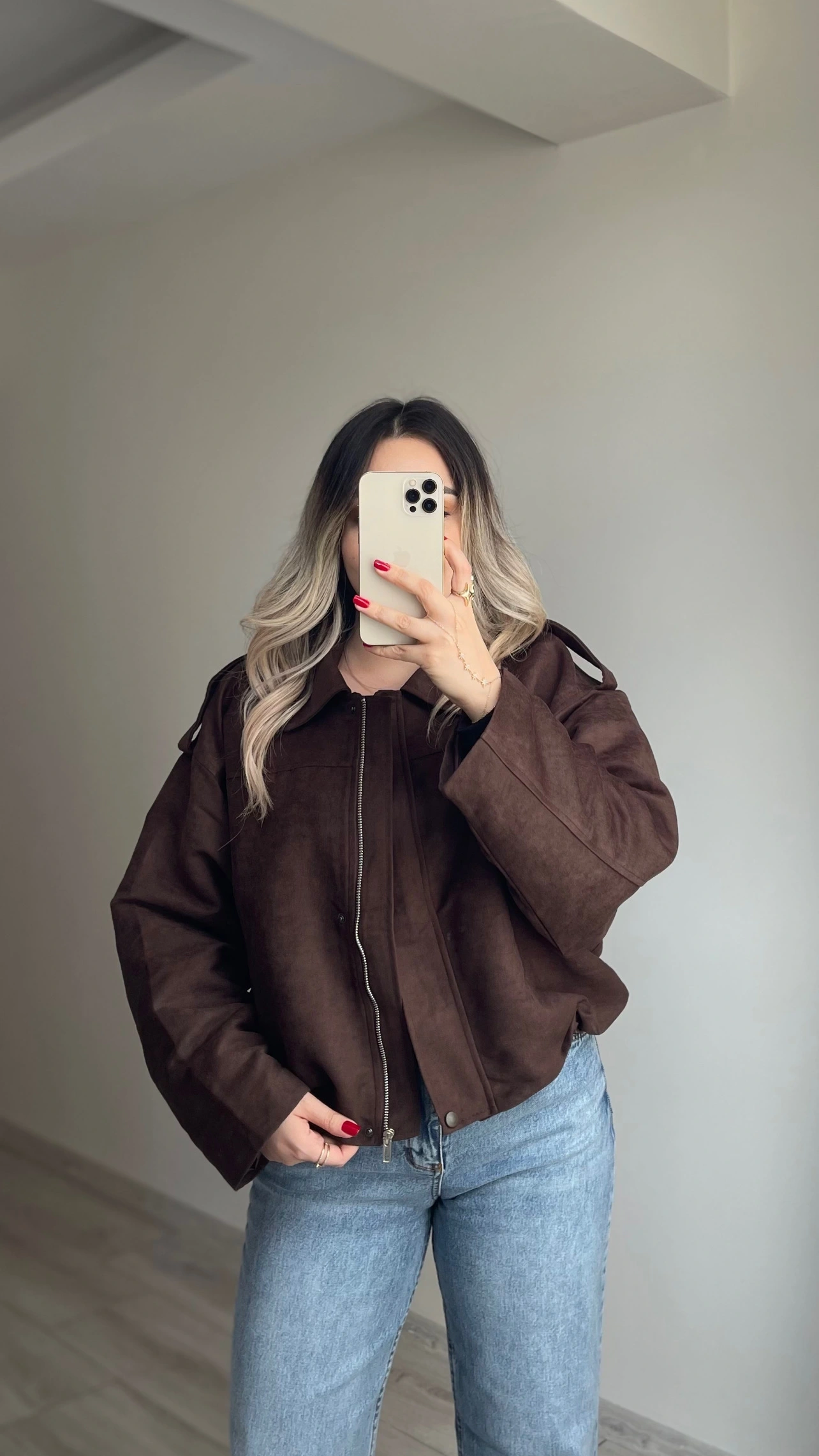 ZR Model Süet Bomber Ceket Acı Kahve