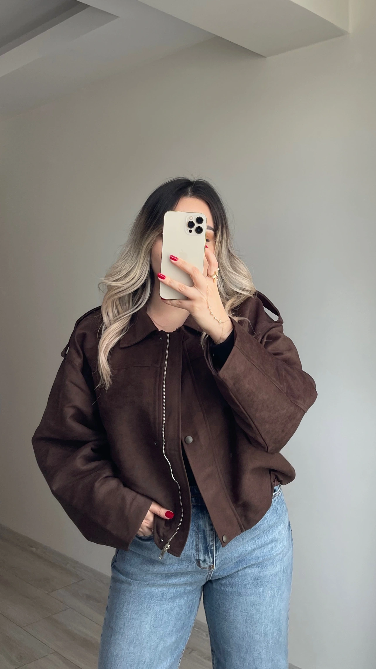 ZR Model Süet Bomber Ceket Acı Kahve