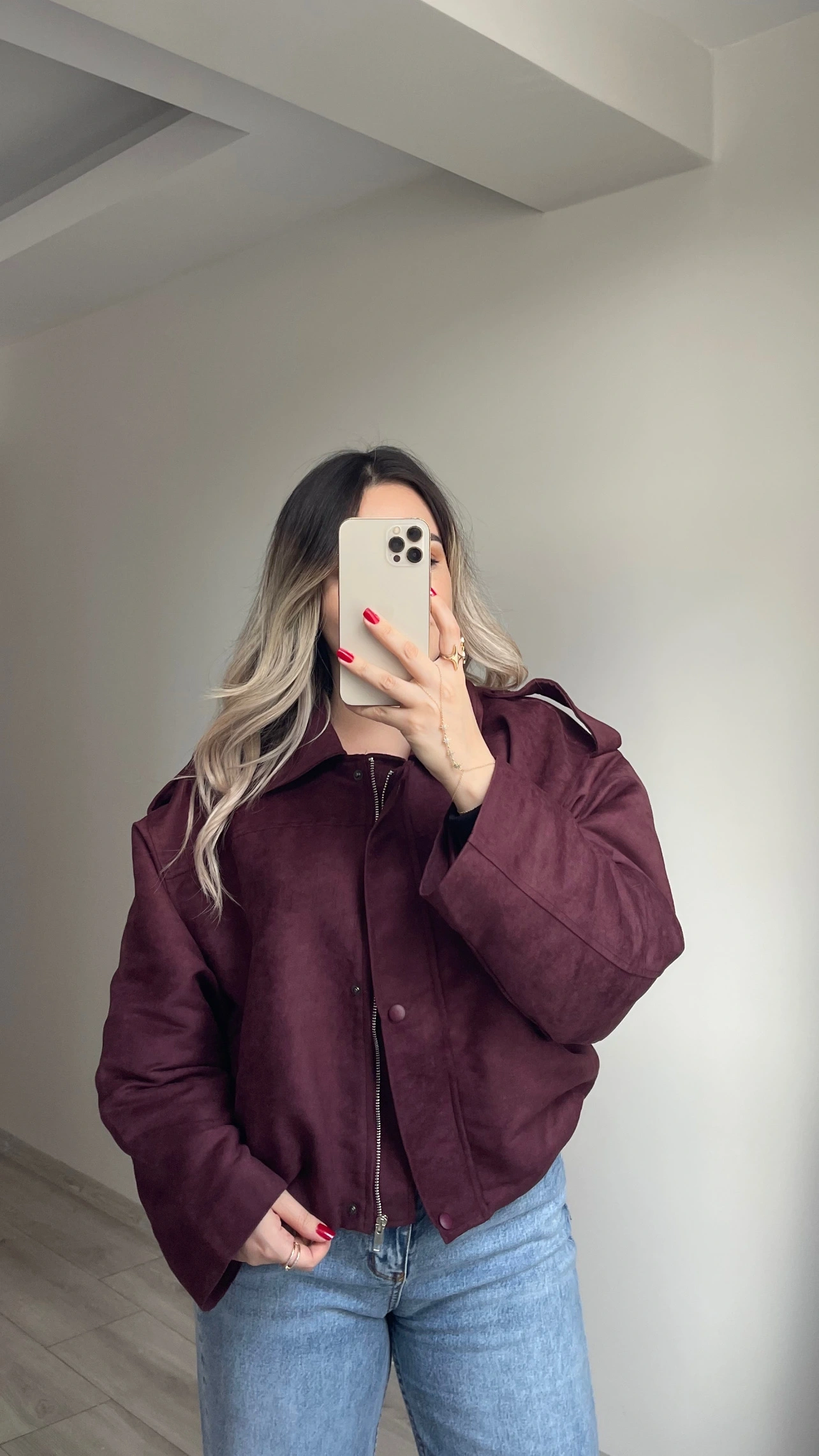 ZR Model Süet Bomber Ceket Bordo