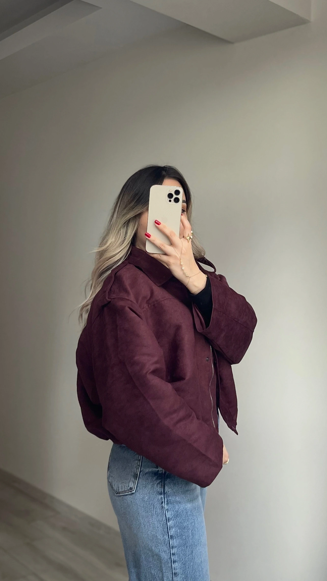 ZR Model Süet Bomber Ceket Bordo