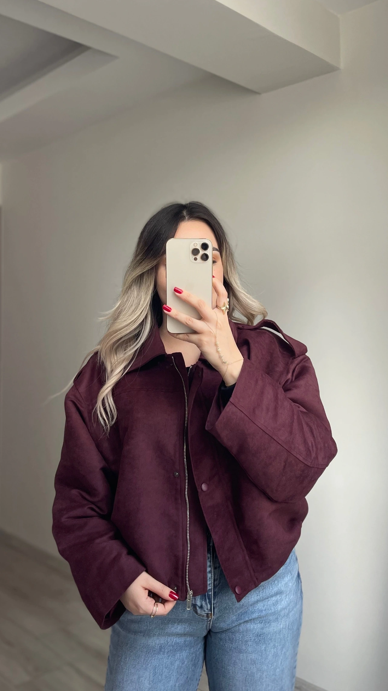 ZR Model Süet Bomber Ceket Bordo