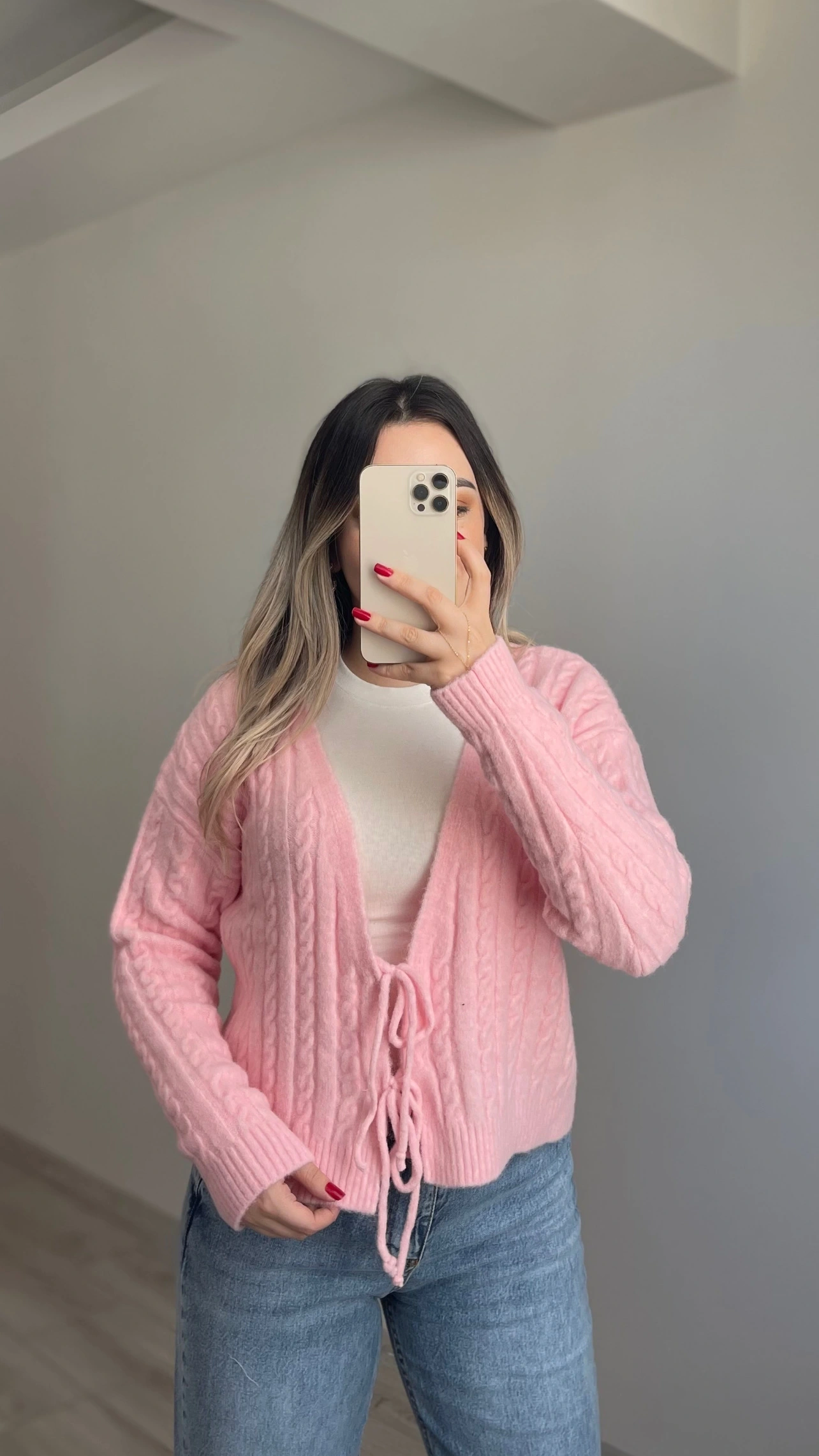 Örgü Yumoş Hırka Pembe
