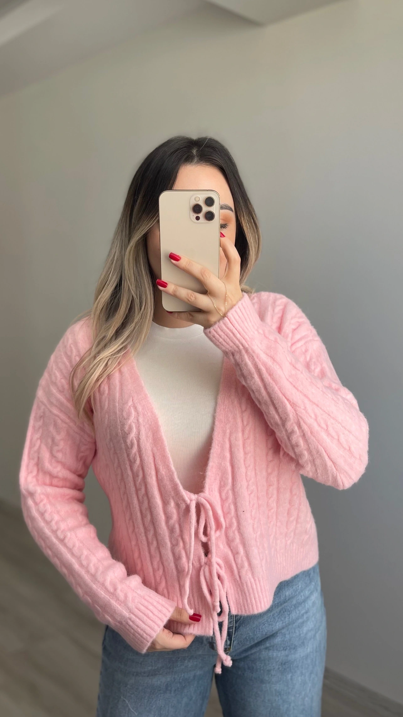 Örgü Yumoş Hırka Pembe