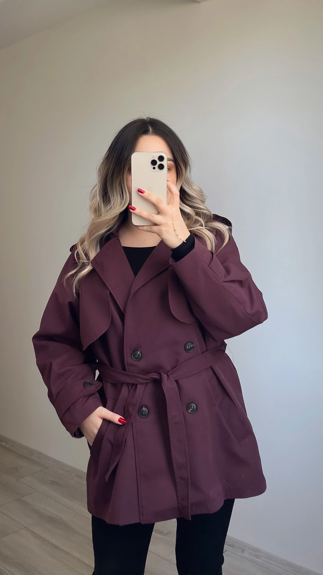 Premium Kalite Bordo Ara Boy Trenç