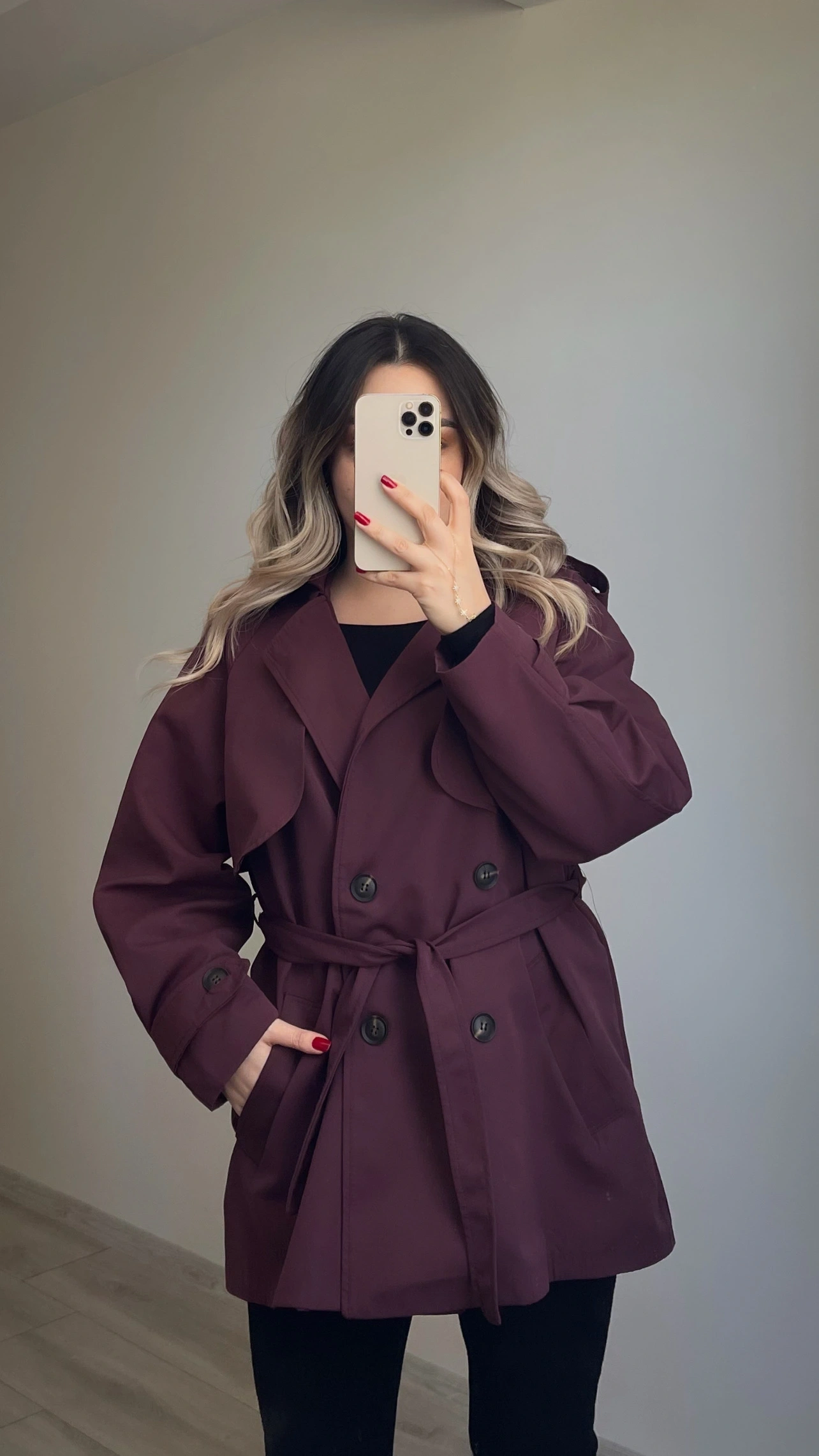 Premium Kalite Bordo Ara Boy Trenç