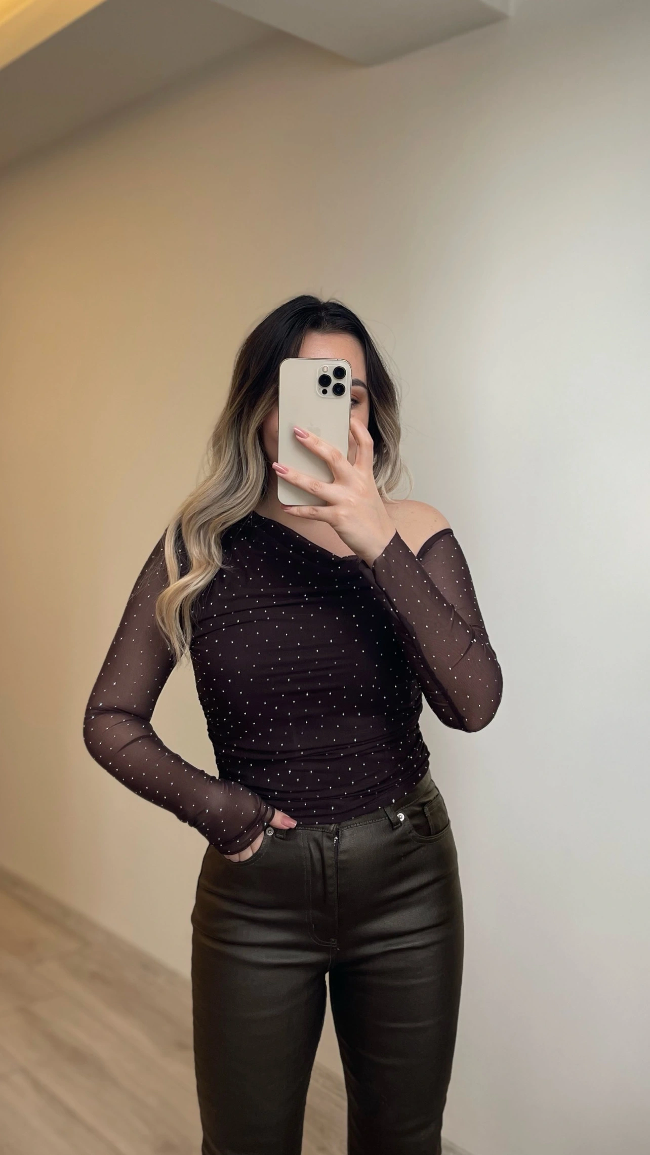 Işıltılı Acı Kahve Bluz