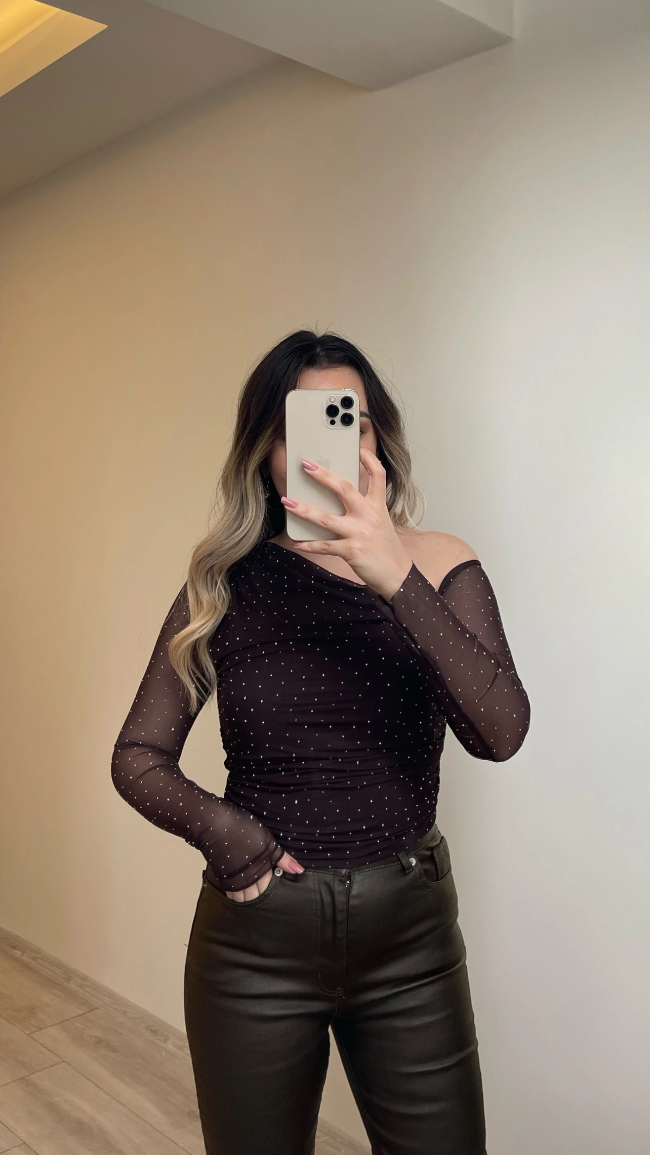 Işıltılı Acı Kahve Bluz