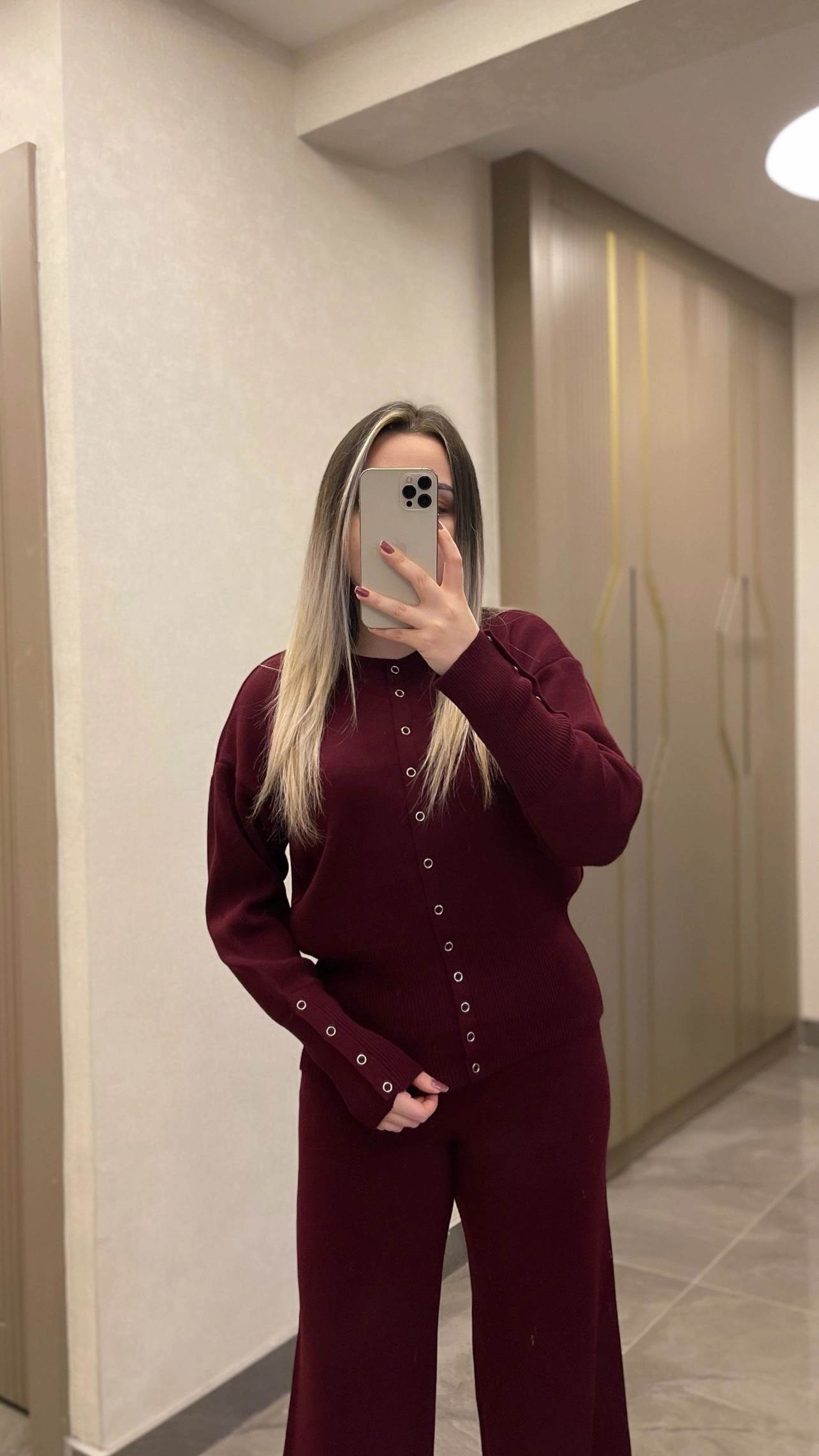 Bordo Çıtçıtlı Çelik Triko Takım