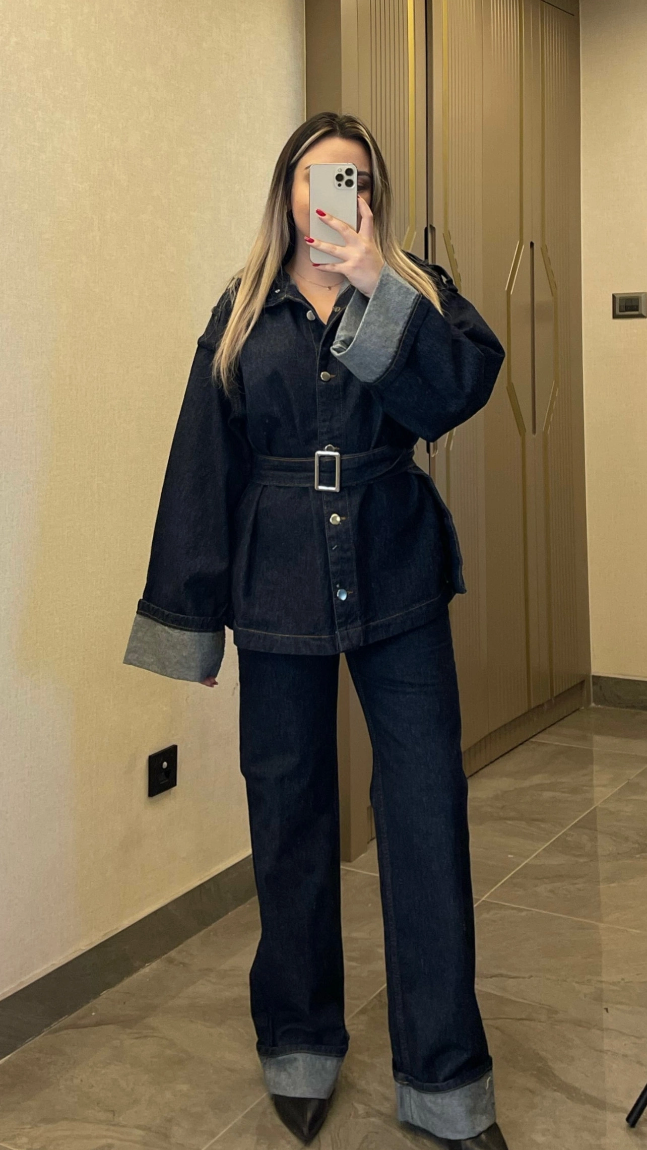 Katlamalı Denim Takım