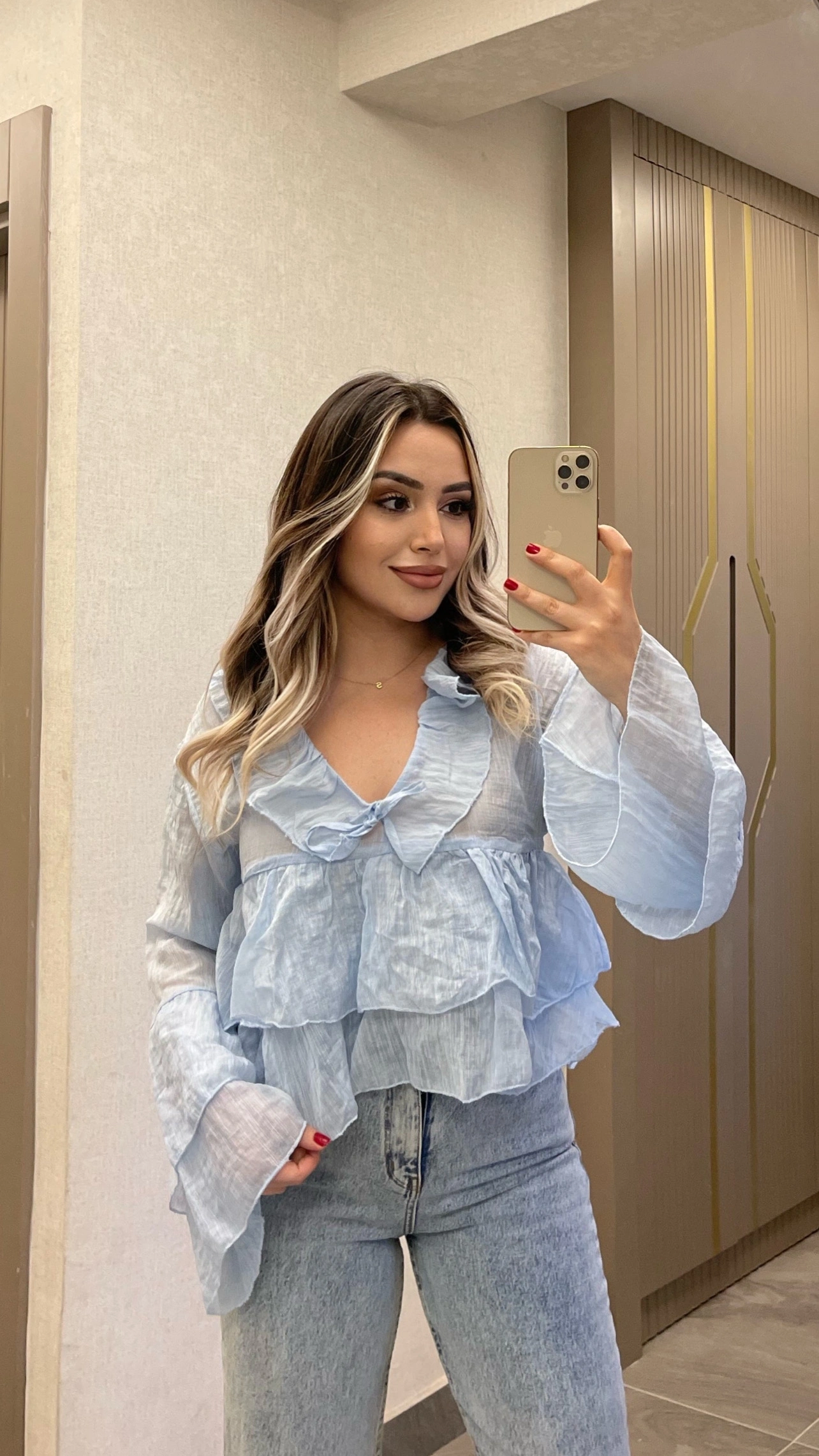 Bebe Mavi Fırfırlı Bluz