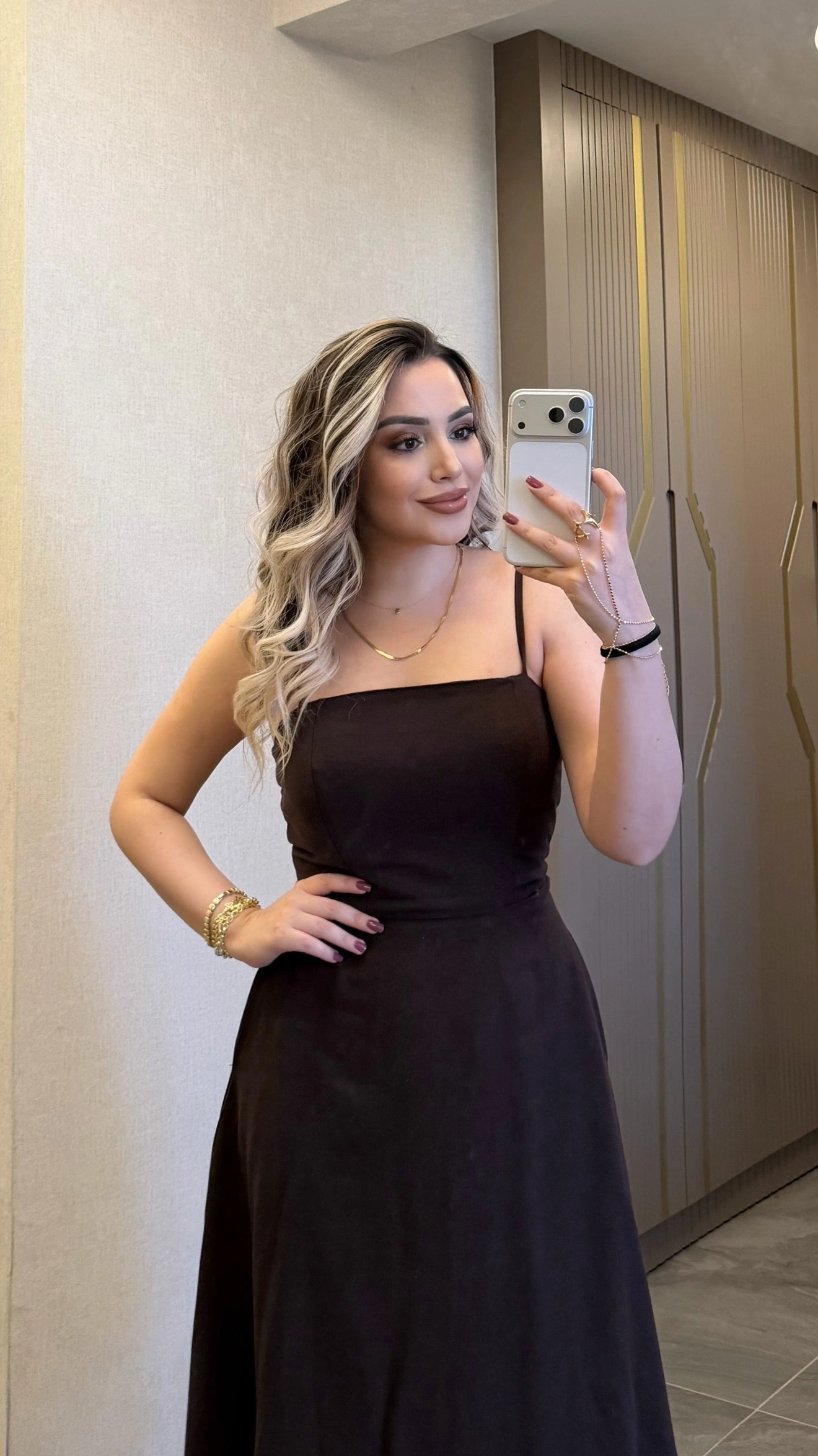 Acı Kahve Keten Elbise Ceket Takım