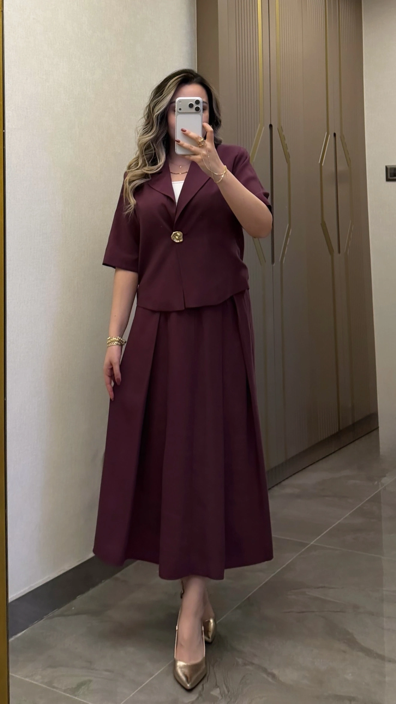 Mürdüm Etek Blazer Ceket Takım