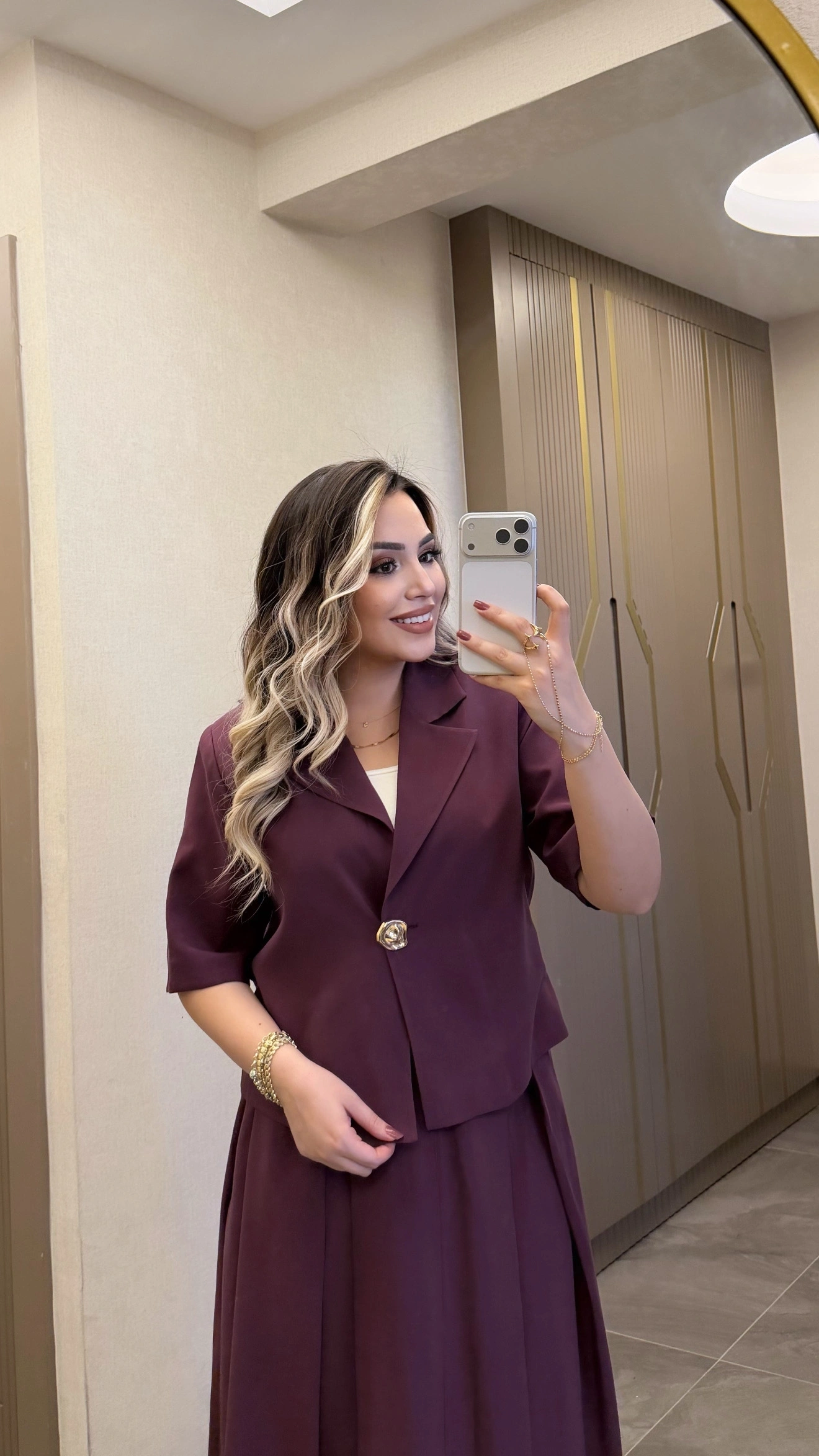 Mürdüm Etek Blazer Ceket Takım