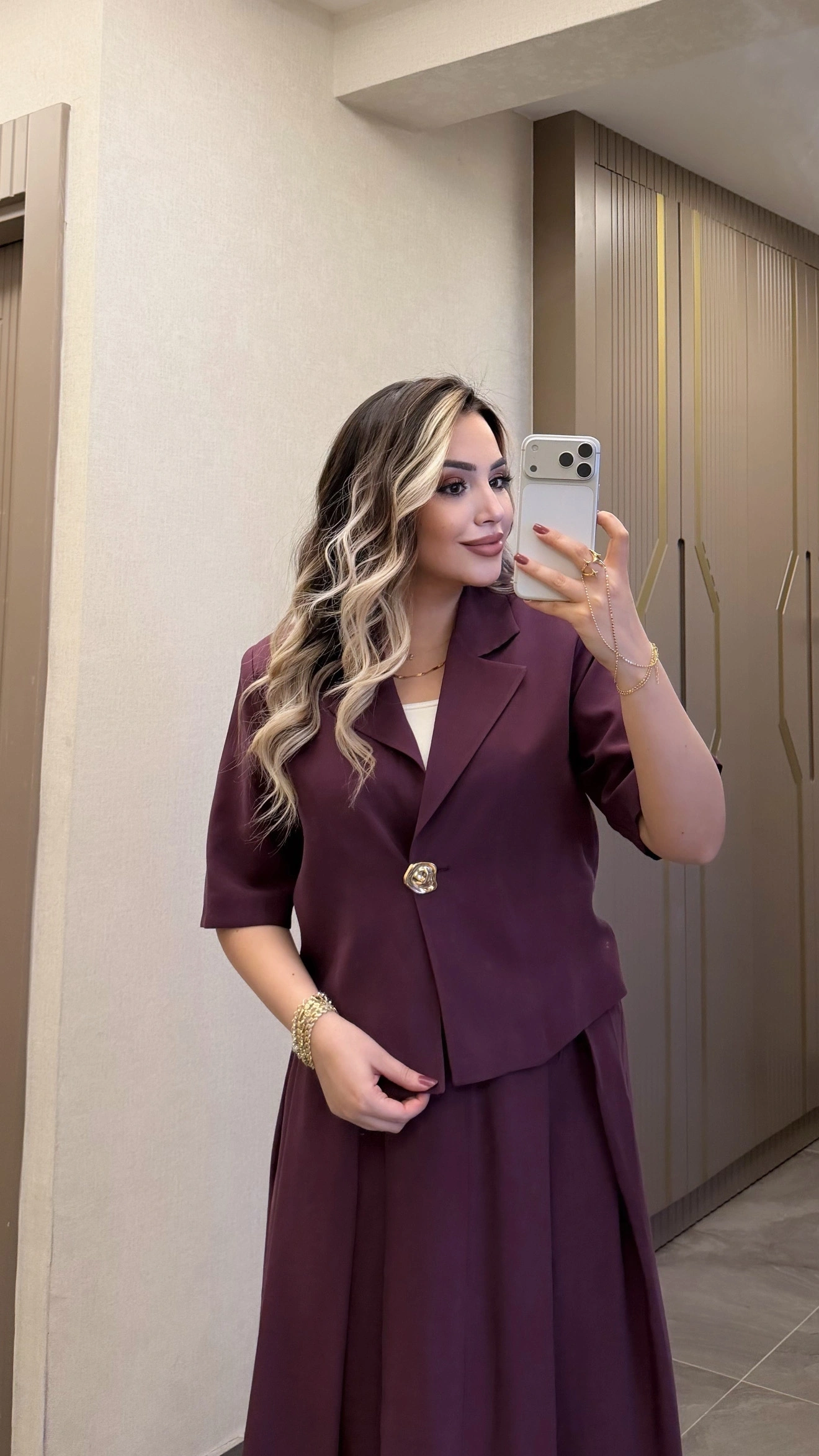 Mürdüm Etek Blazer Ceket Takım