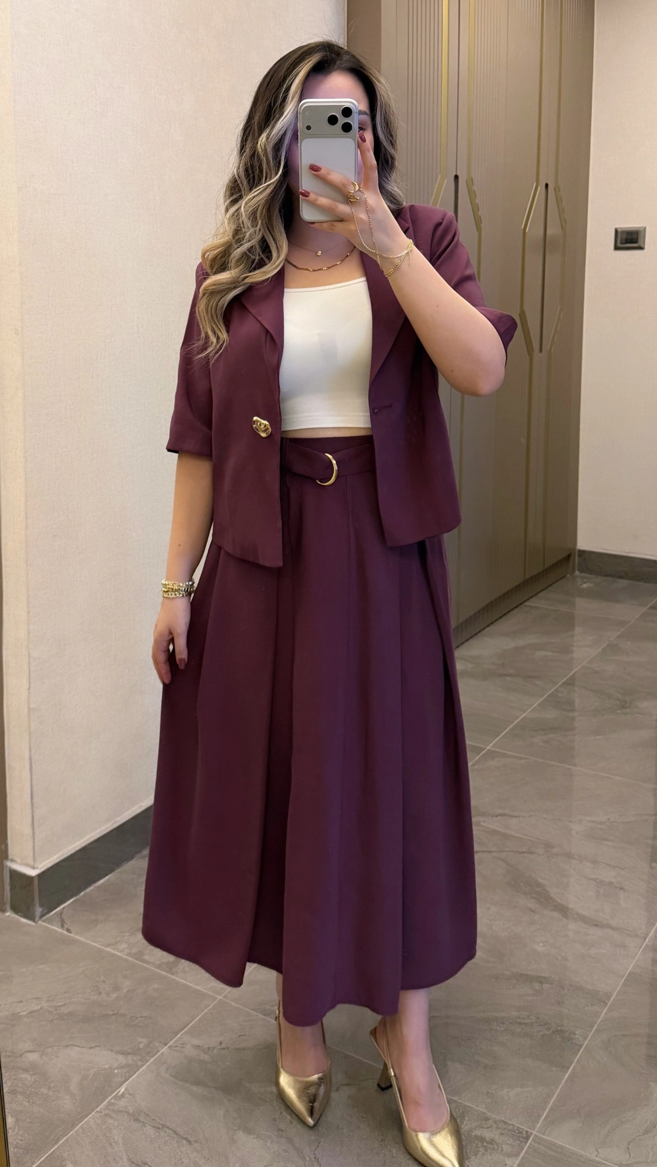 Mürdüm Etek Blazer Ceket Takım