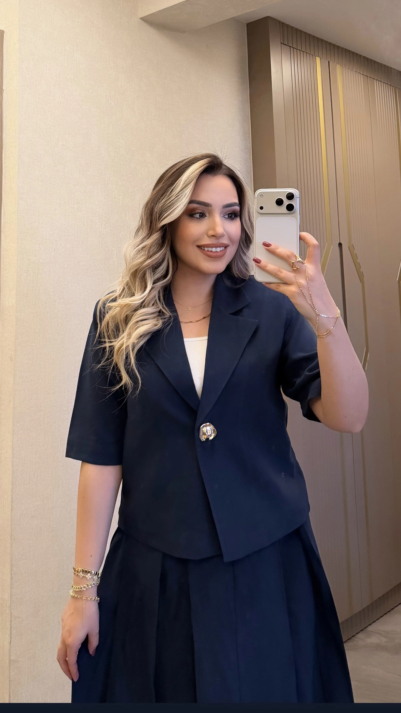 Lacivert Etek Blazer Ceket Takım