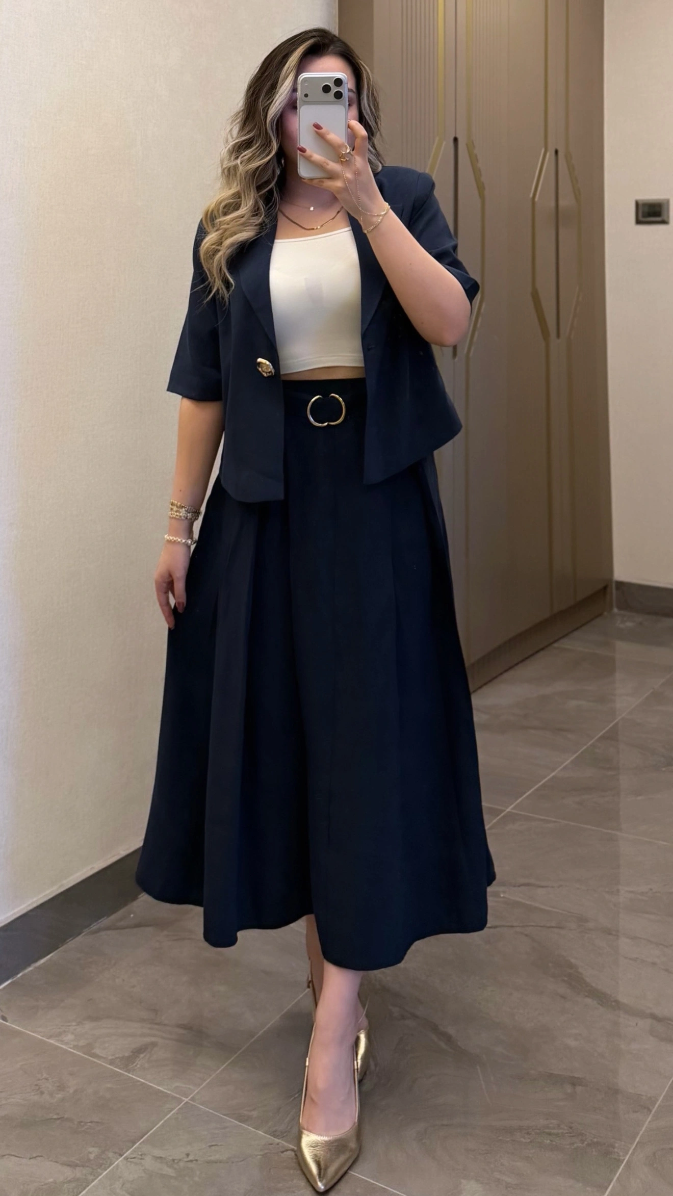 Lacivert Etek Blazer Ceket Takım