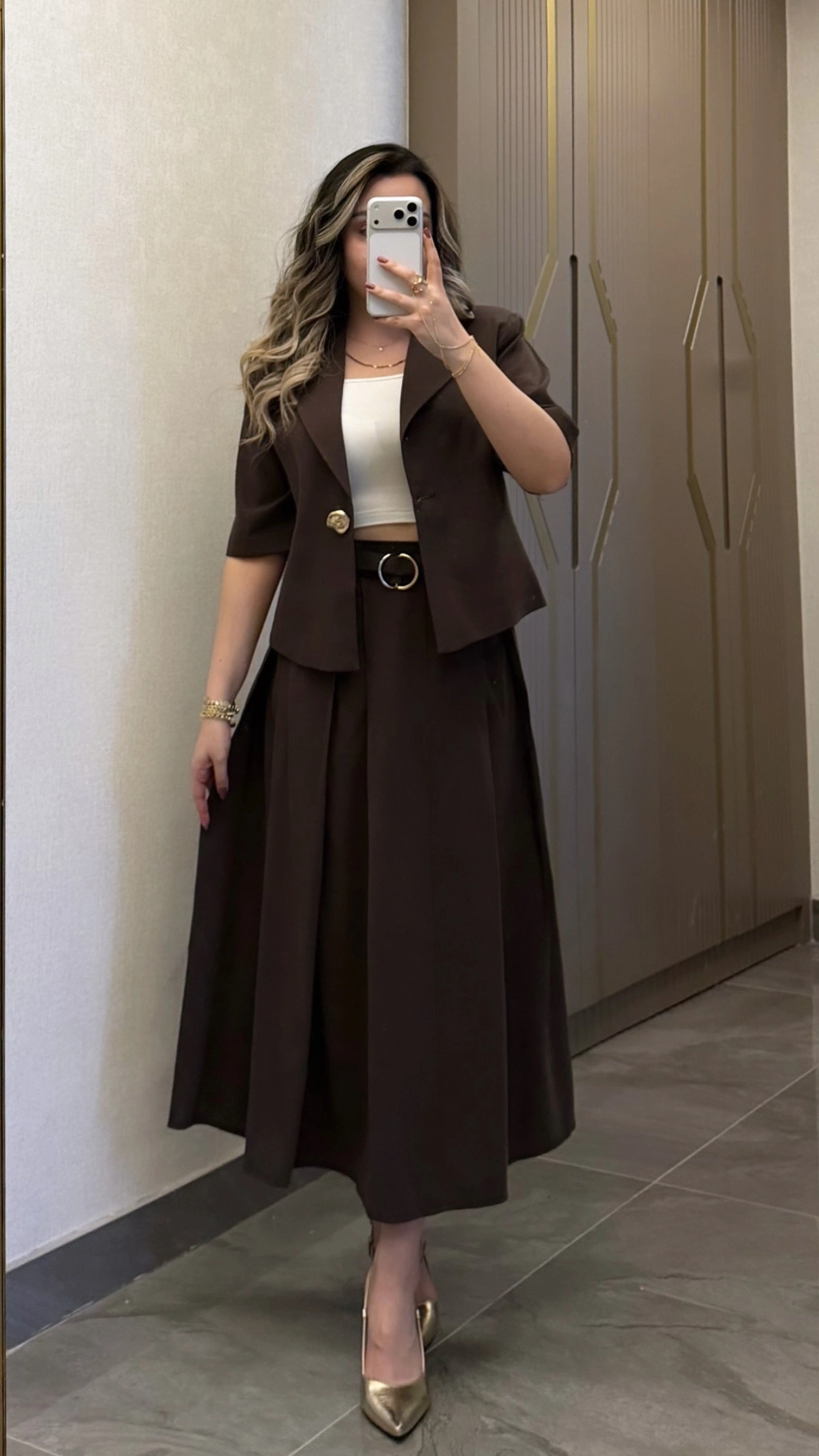 Acı Kahve Etek Blazer Ceket Takım