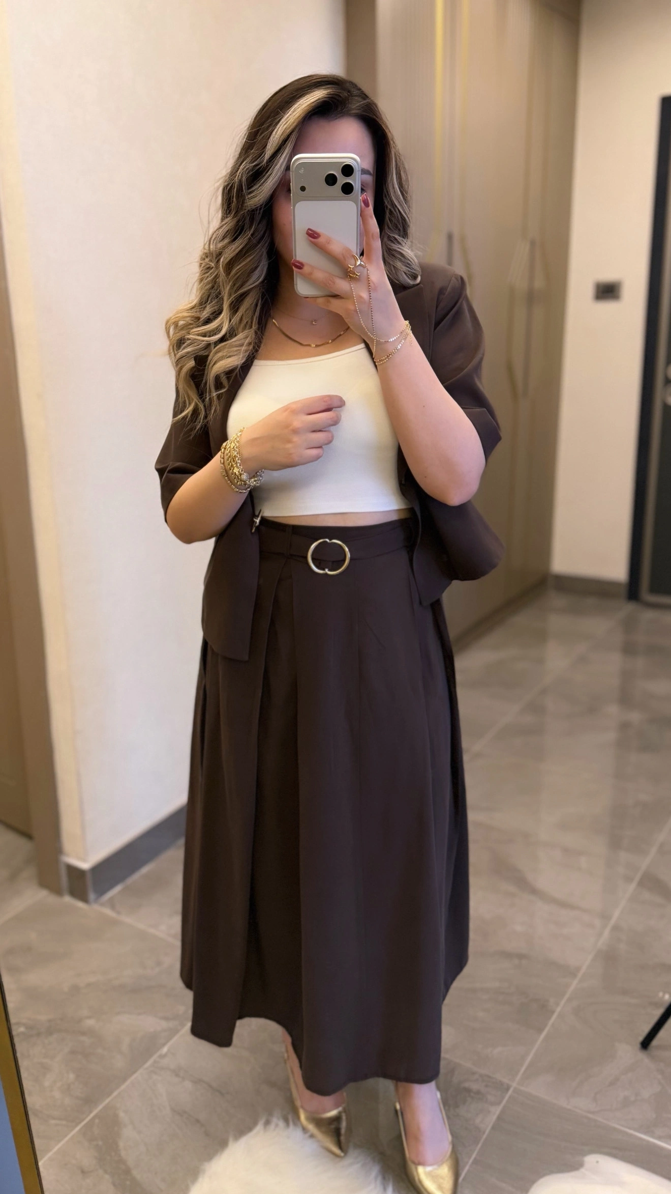 Acı Kahve Etek Blazer Ceket Takım