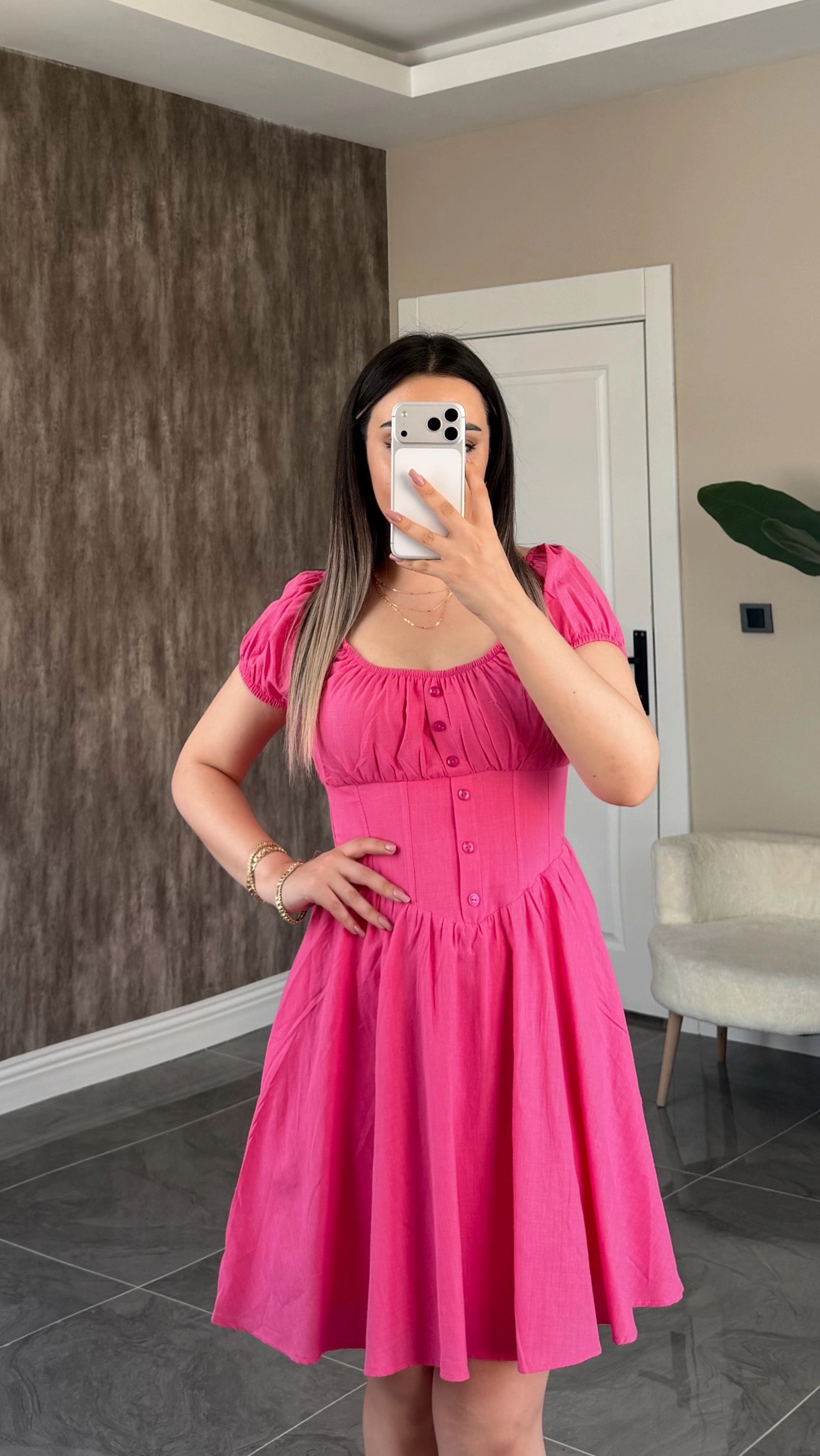 Beli Korseli Pembe Elbise