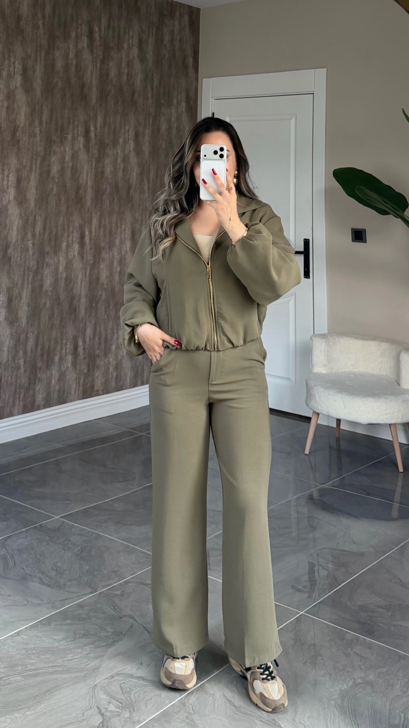 Haki Bomber Ceket Pantolon Takım