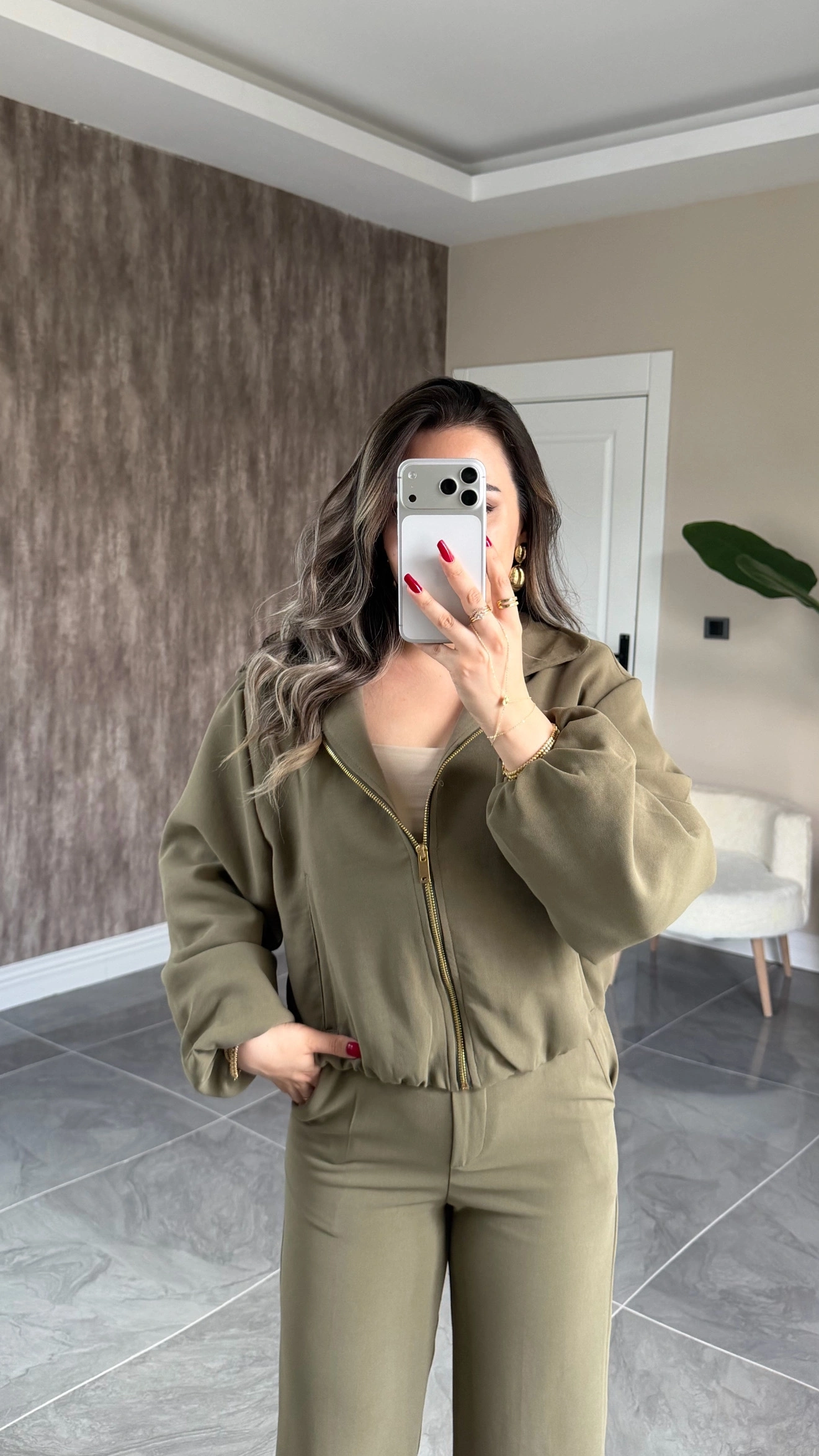 Haki Bomber Ceket Pantolon Takım