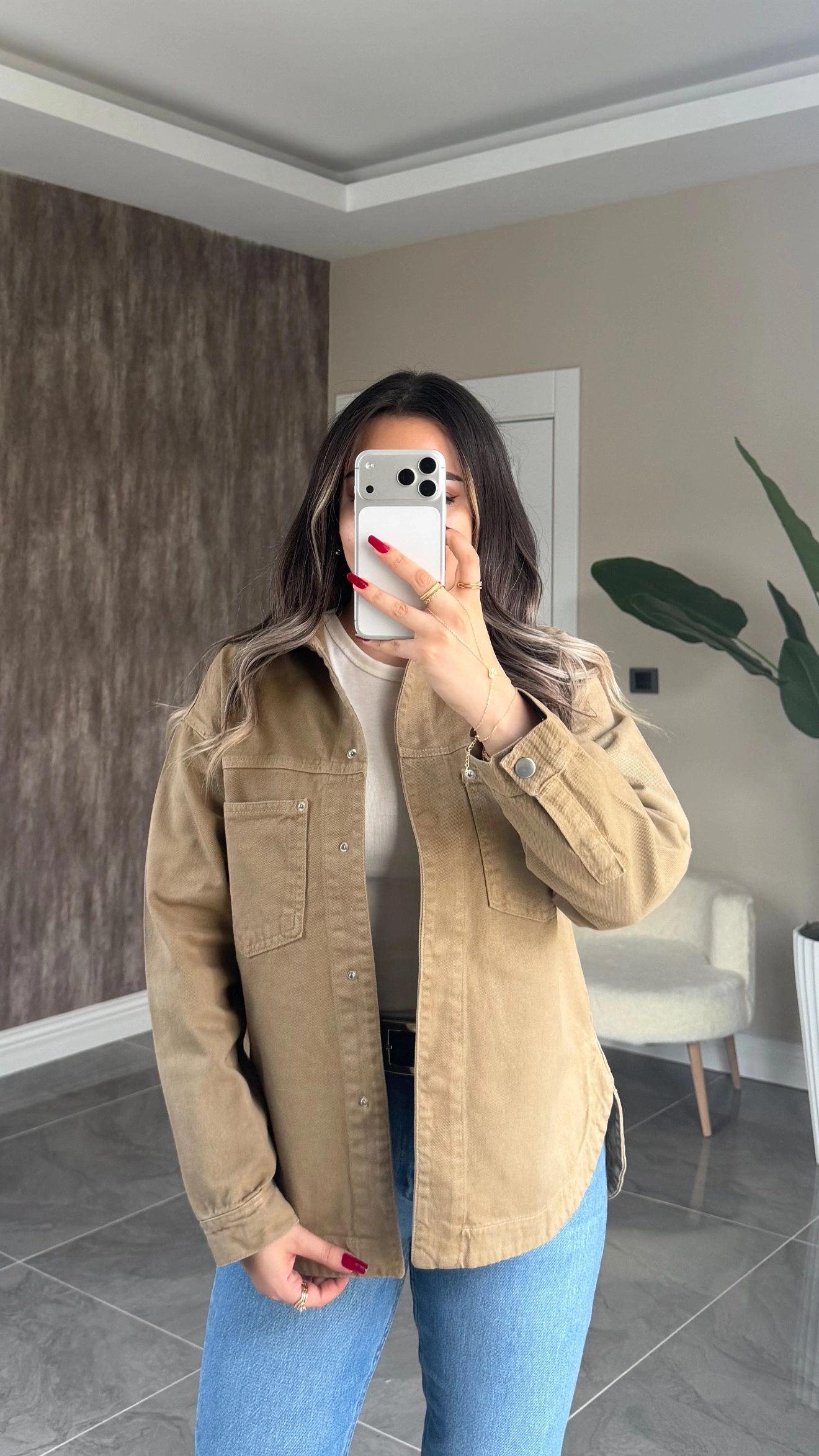 Camel Gabardin Ceket