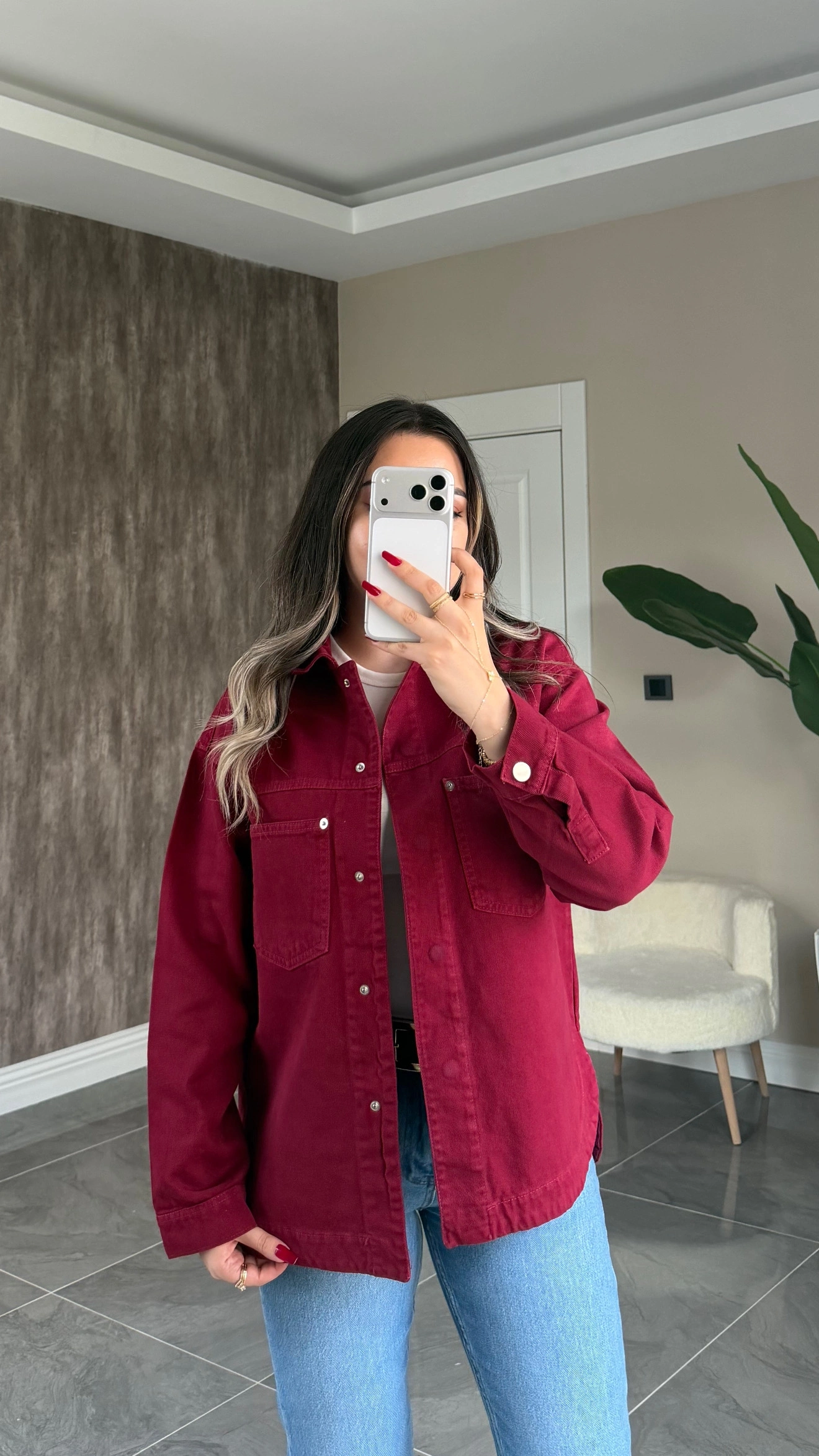 Bordo Gabardin Ceket