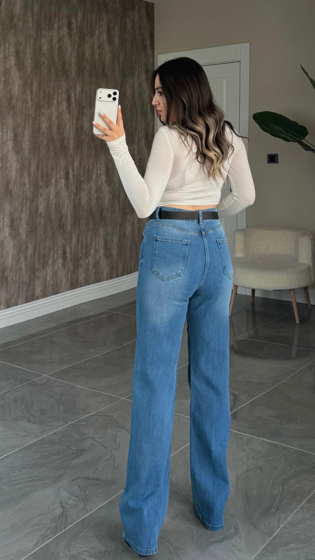 Açık Mavi Likralı ZR Wide Leg Jean