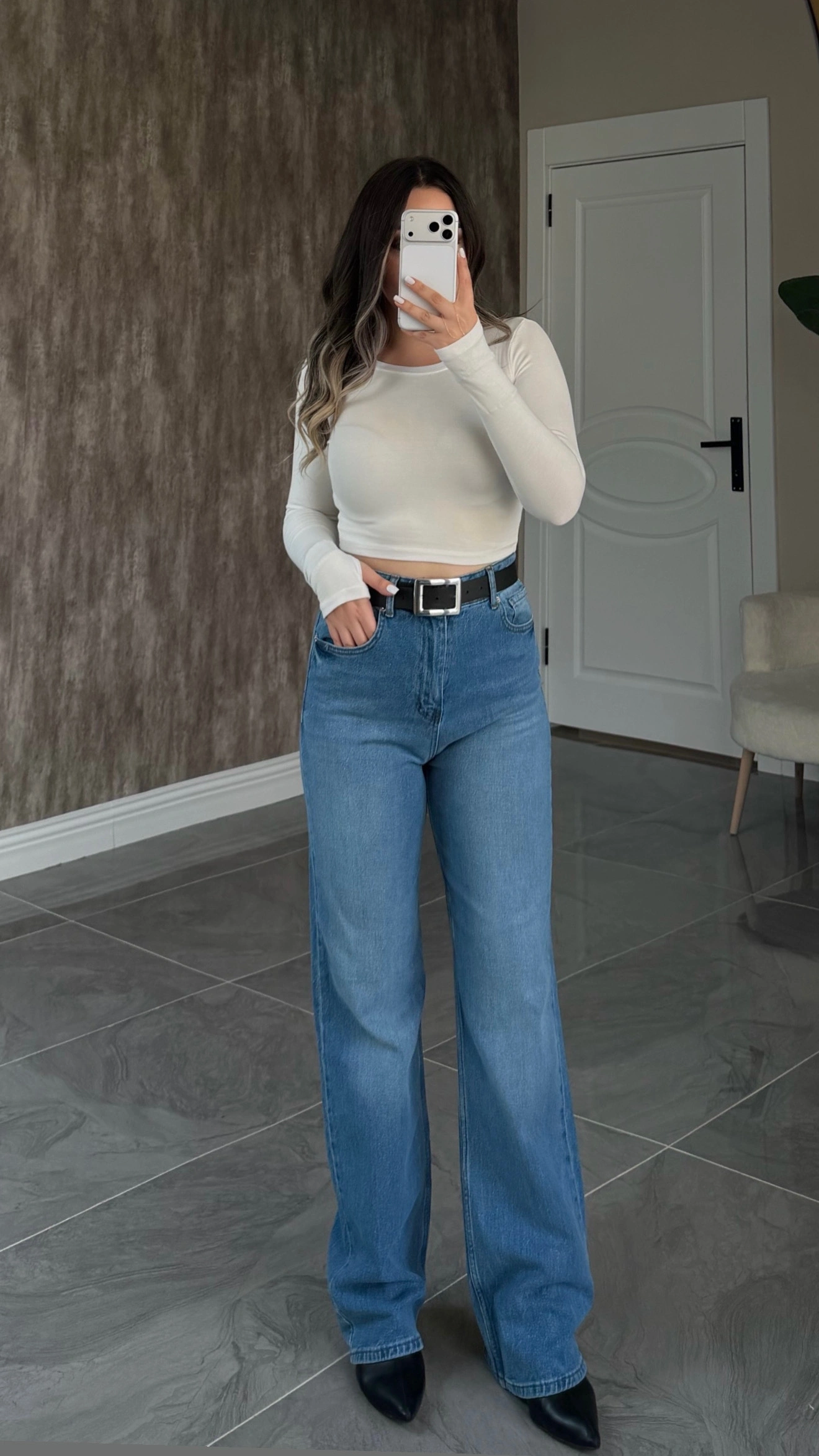 Açık Mavi Likralı ZR Wide Leg Jean