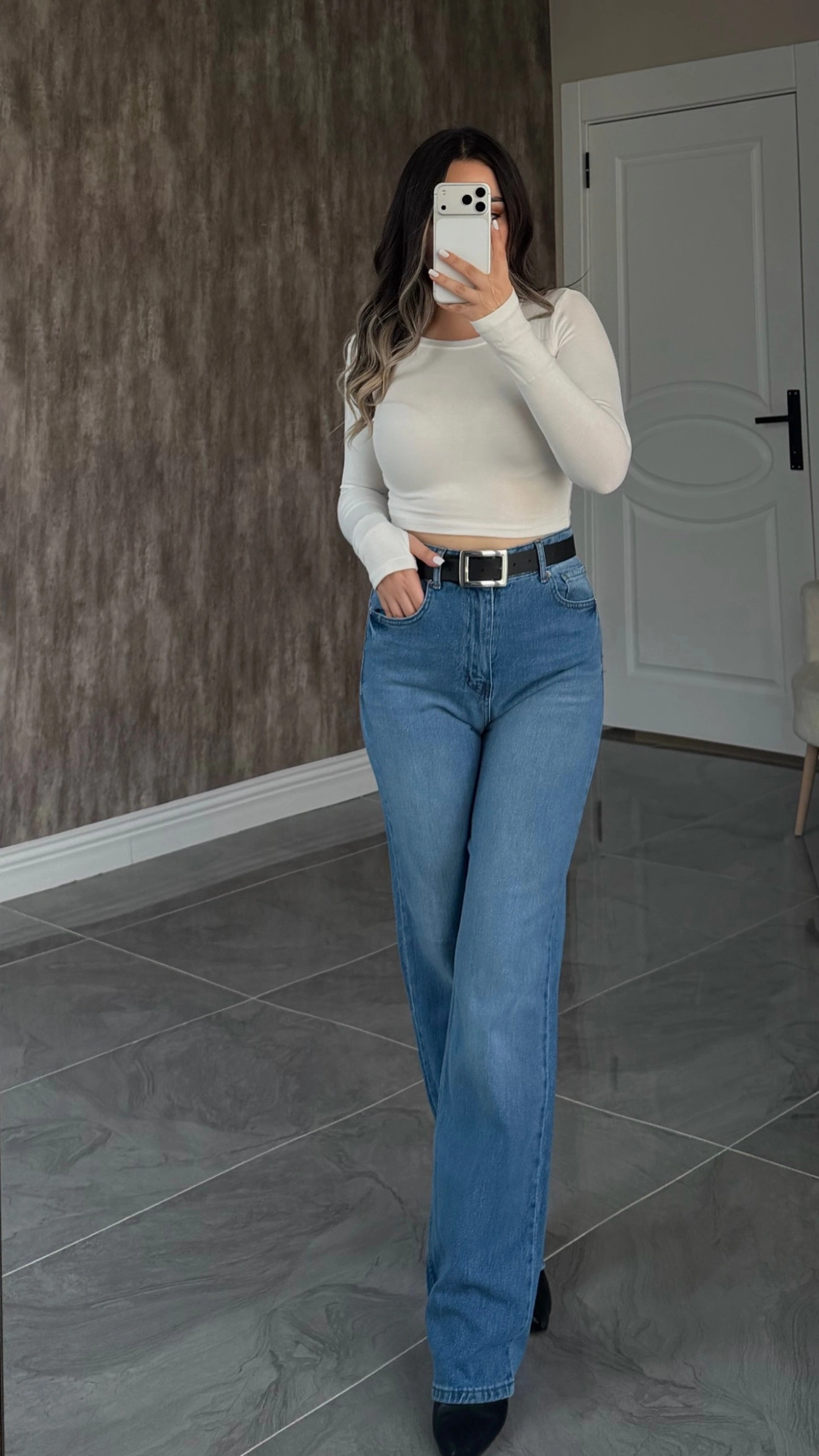 Açık Mavi Likralı ZR Wide Leg Jean