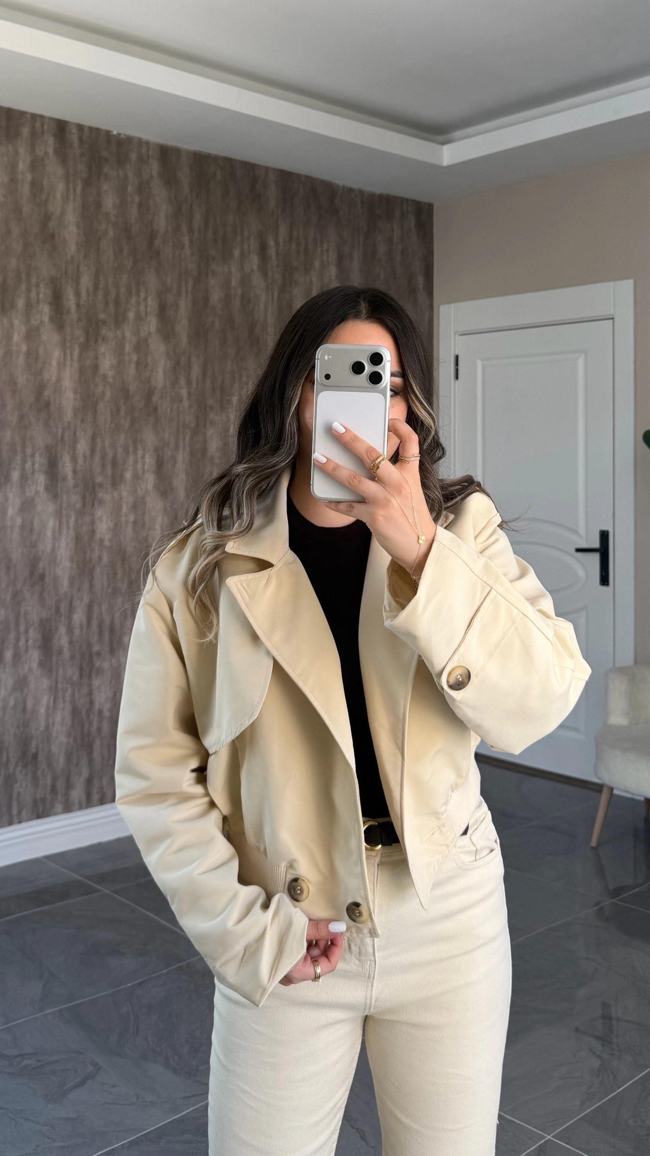 Bej Crop Trenç