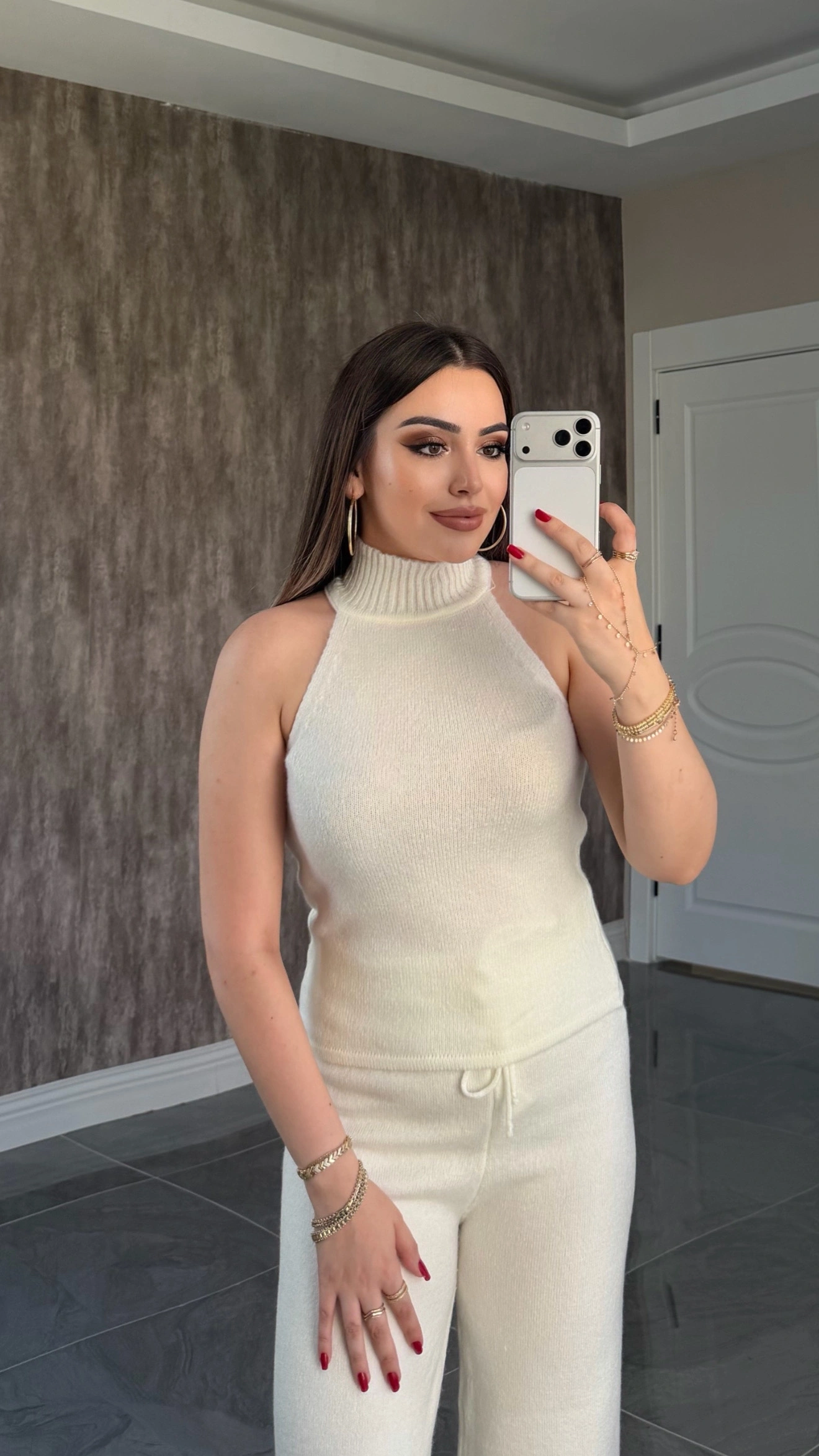 Premium 3’lü Ekru Triko Takım