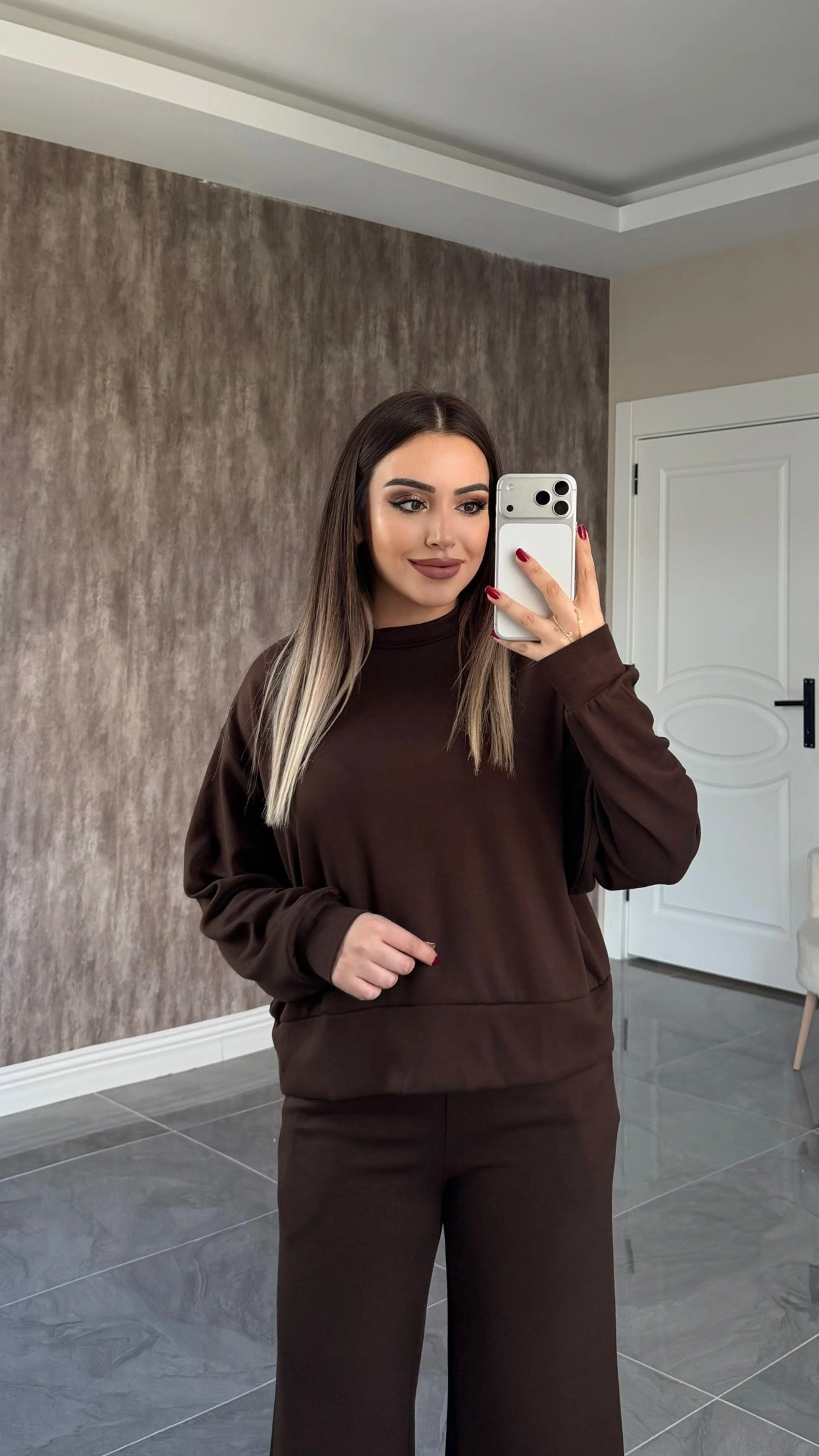 Modal Sweat Takım Kahverengi