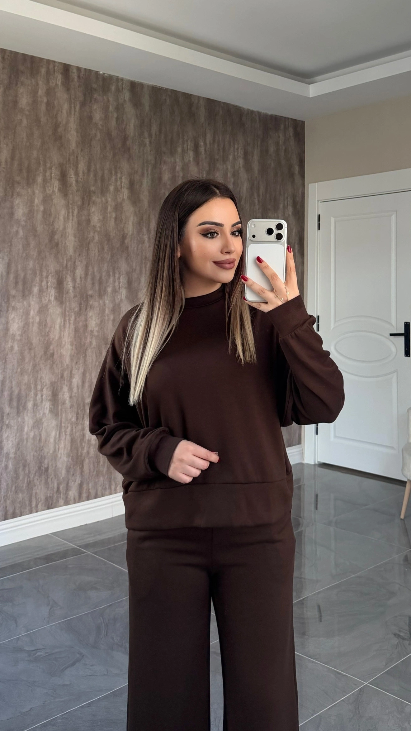 Modal Sweat Takım Kahverengi