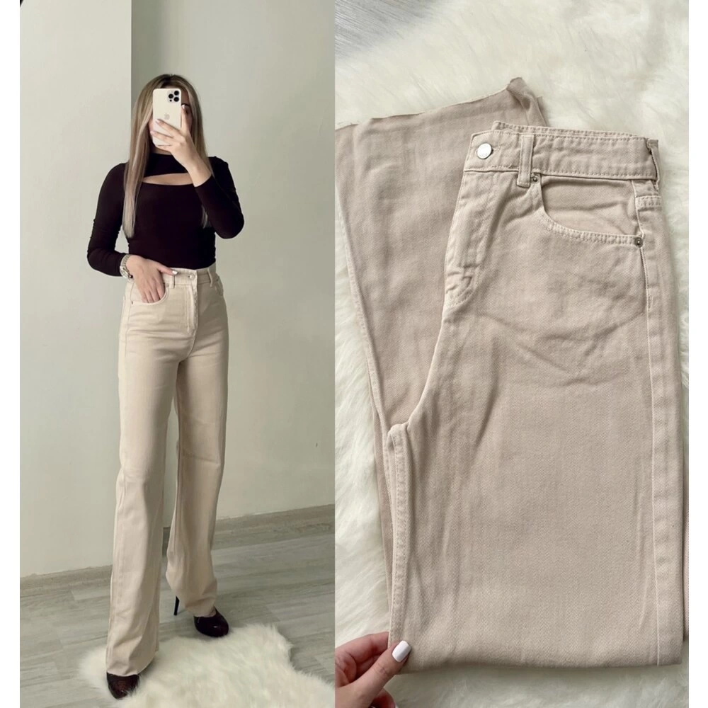 Bej Wide Leg Jean Zr