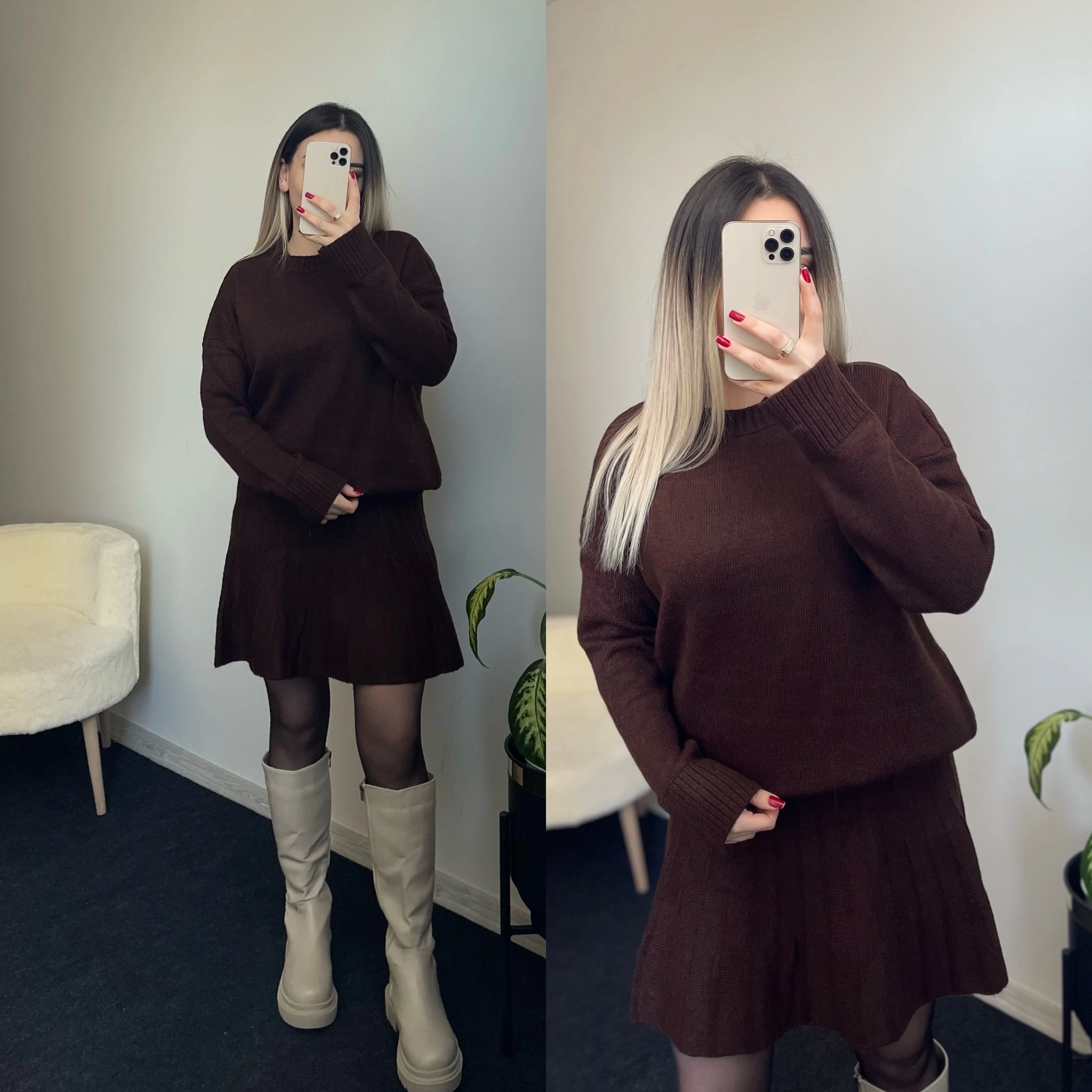 Bisiklet Yaka Etekli Triko Takımlar