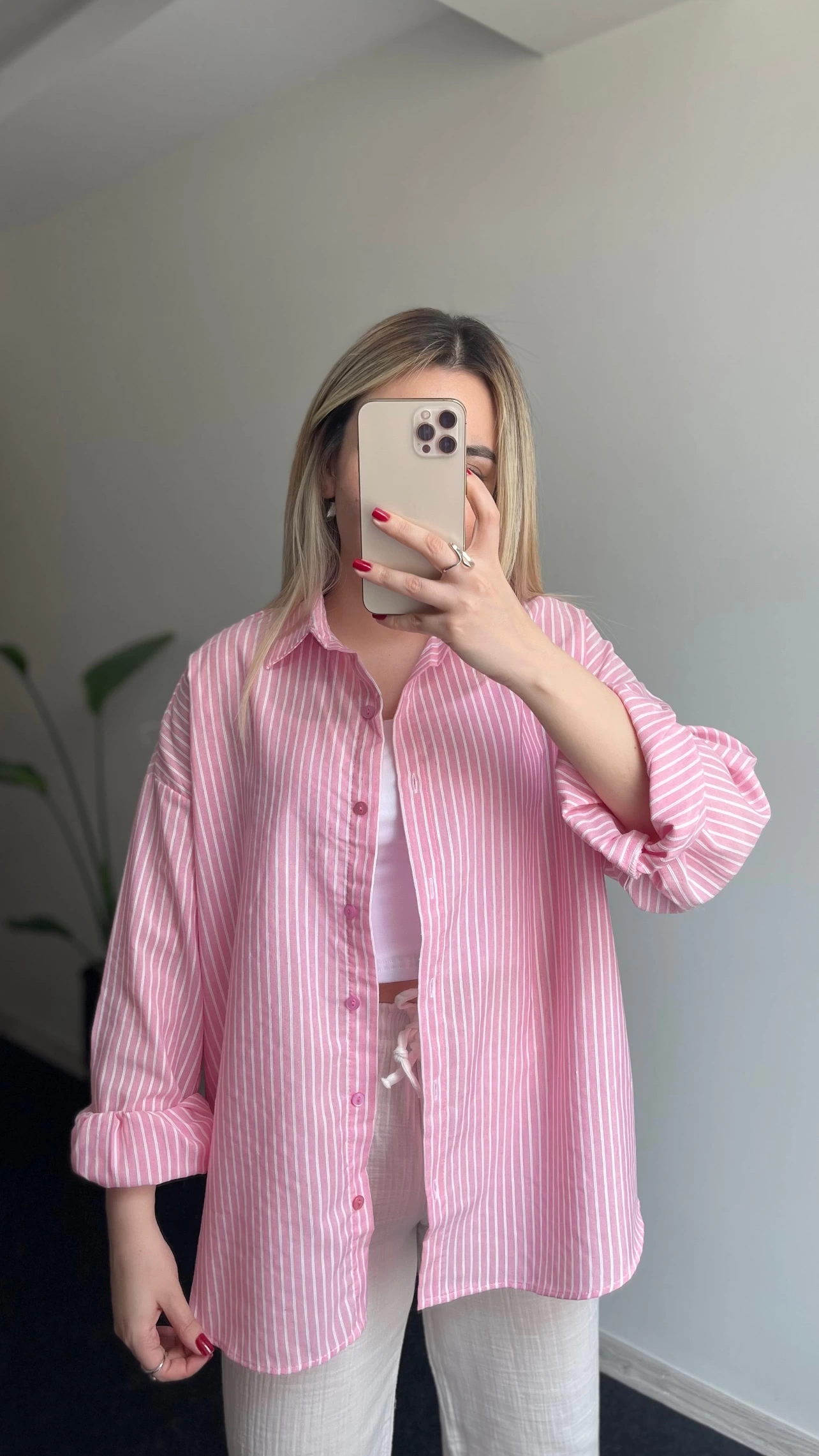 Çizgili Pembe Gömlek
