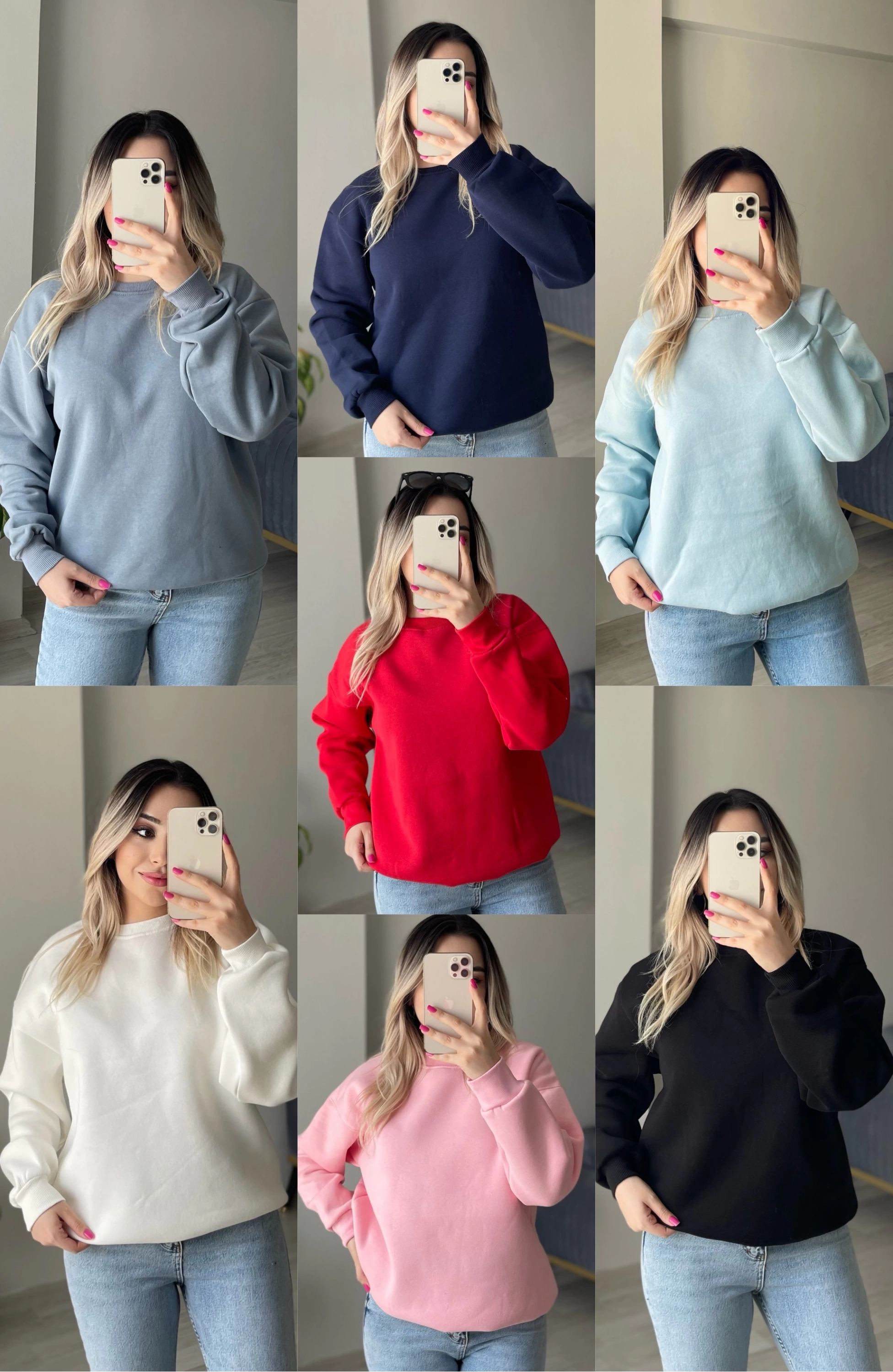 İçi Şardonlu Sweatshirtler(8 Renk)