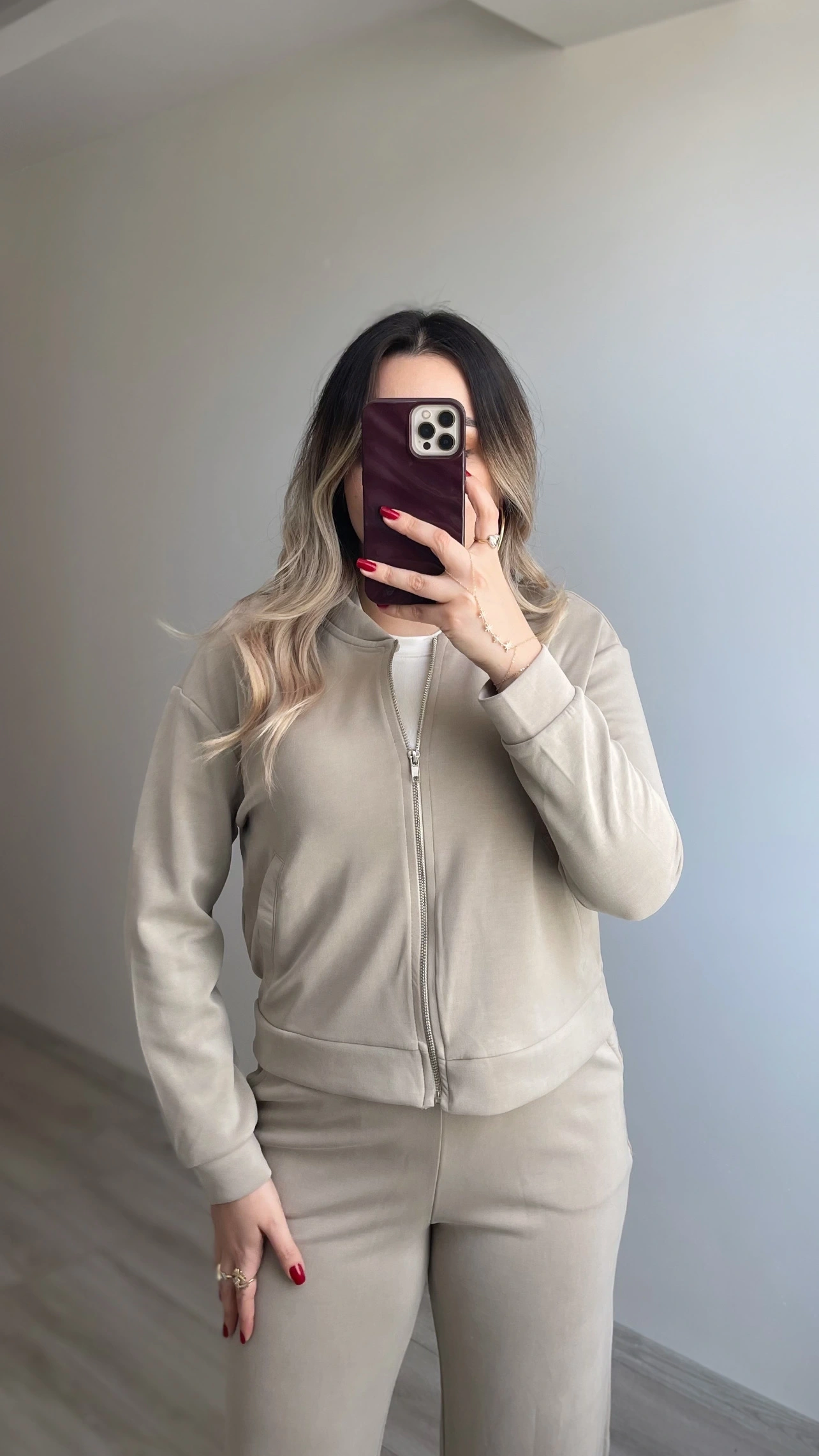 Oysh Bej Bomber Ceketli Eşofman Takımı